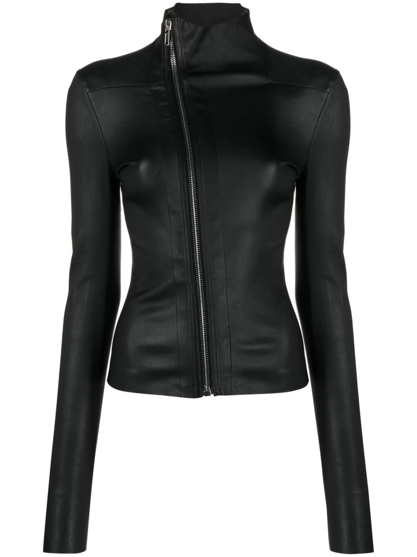 zip-up leather jacket