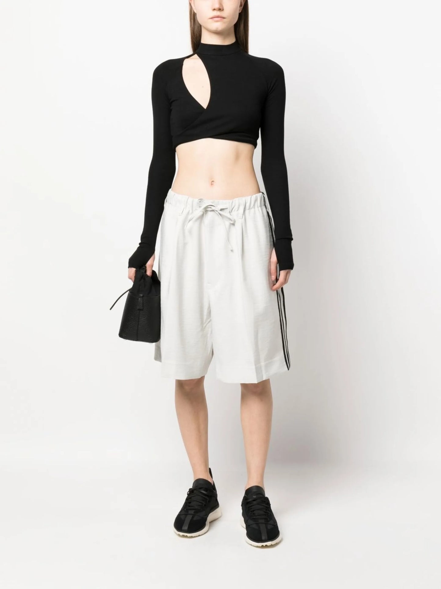 side-stripe cotton shorts