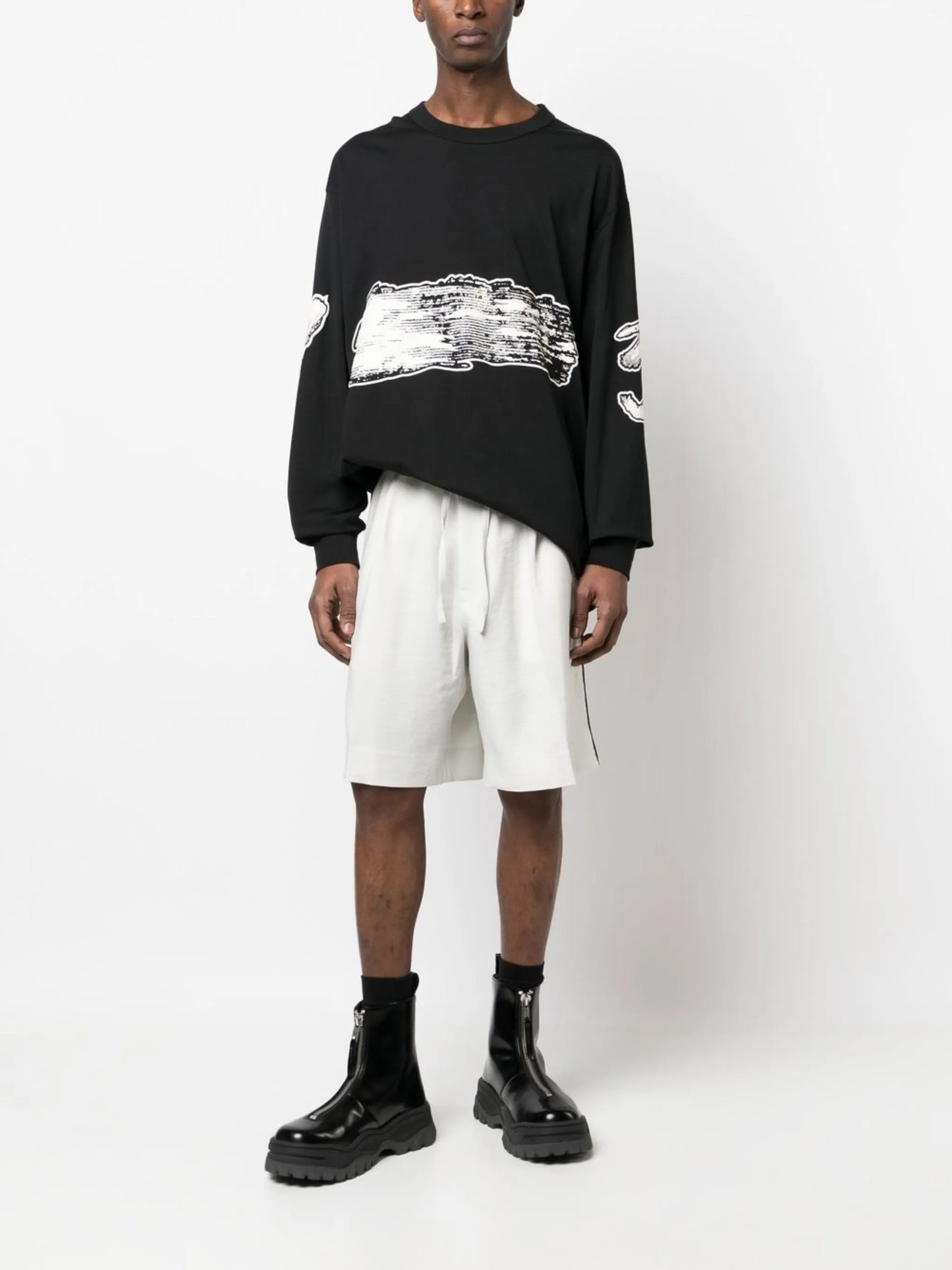 side-stripe cotton shorts