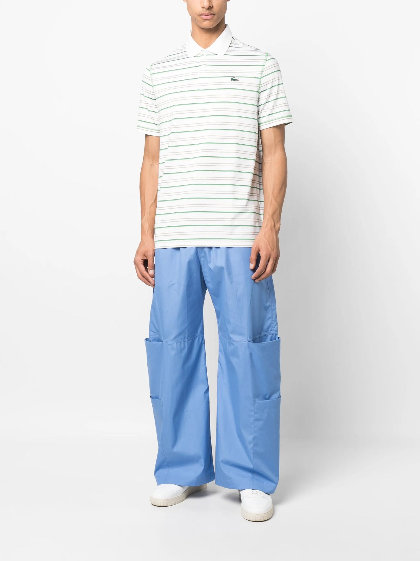 short-sleeve striped polo shirt