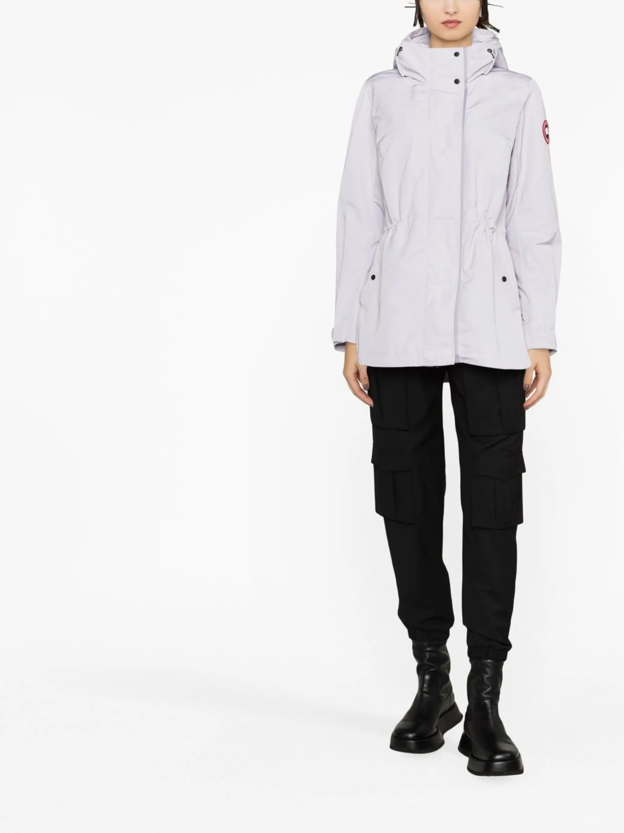 logo-patch hooded coat