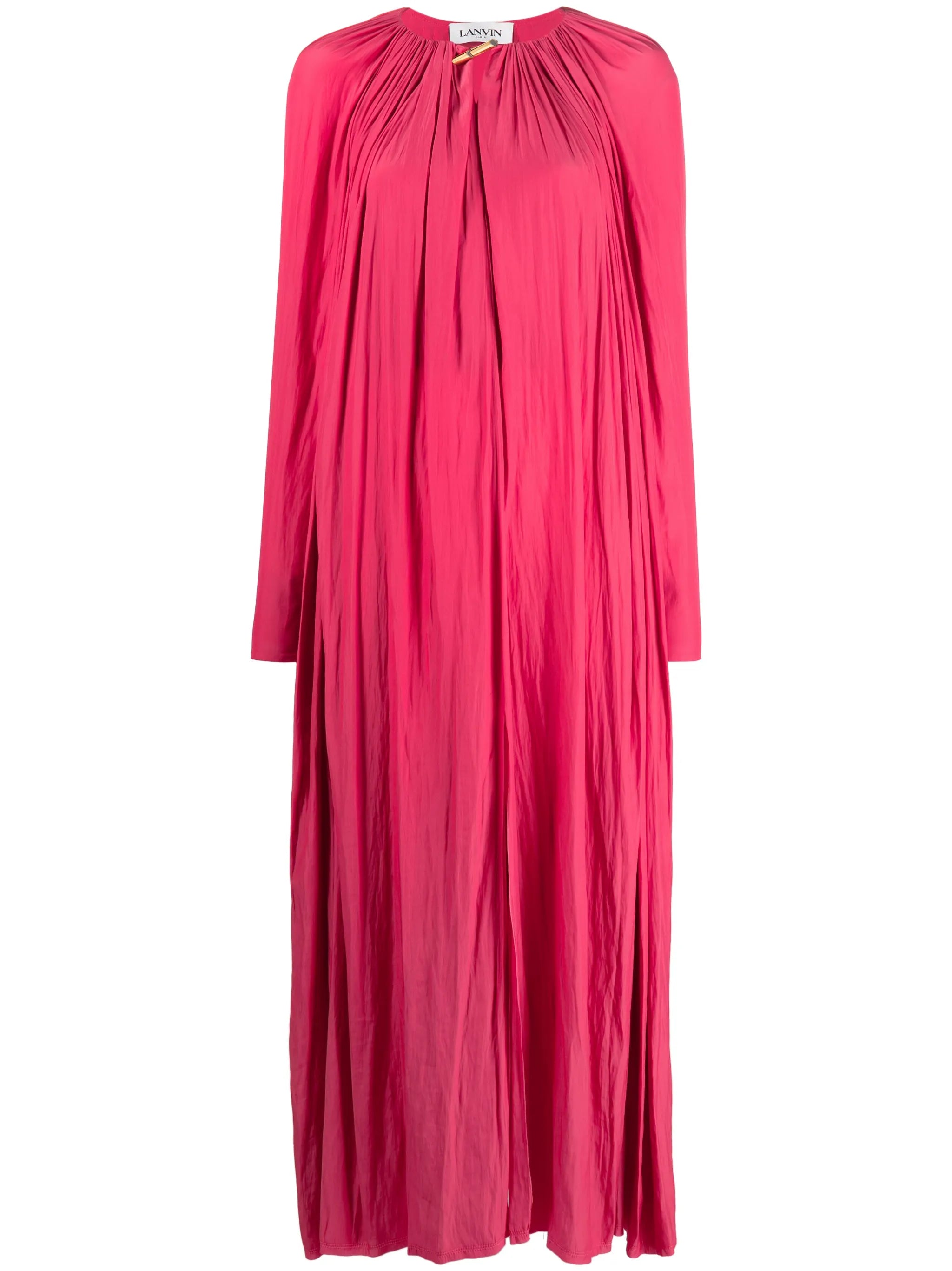 gathered charmeuse maxi dress