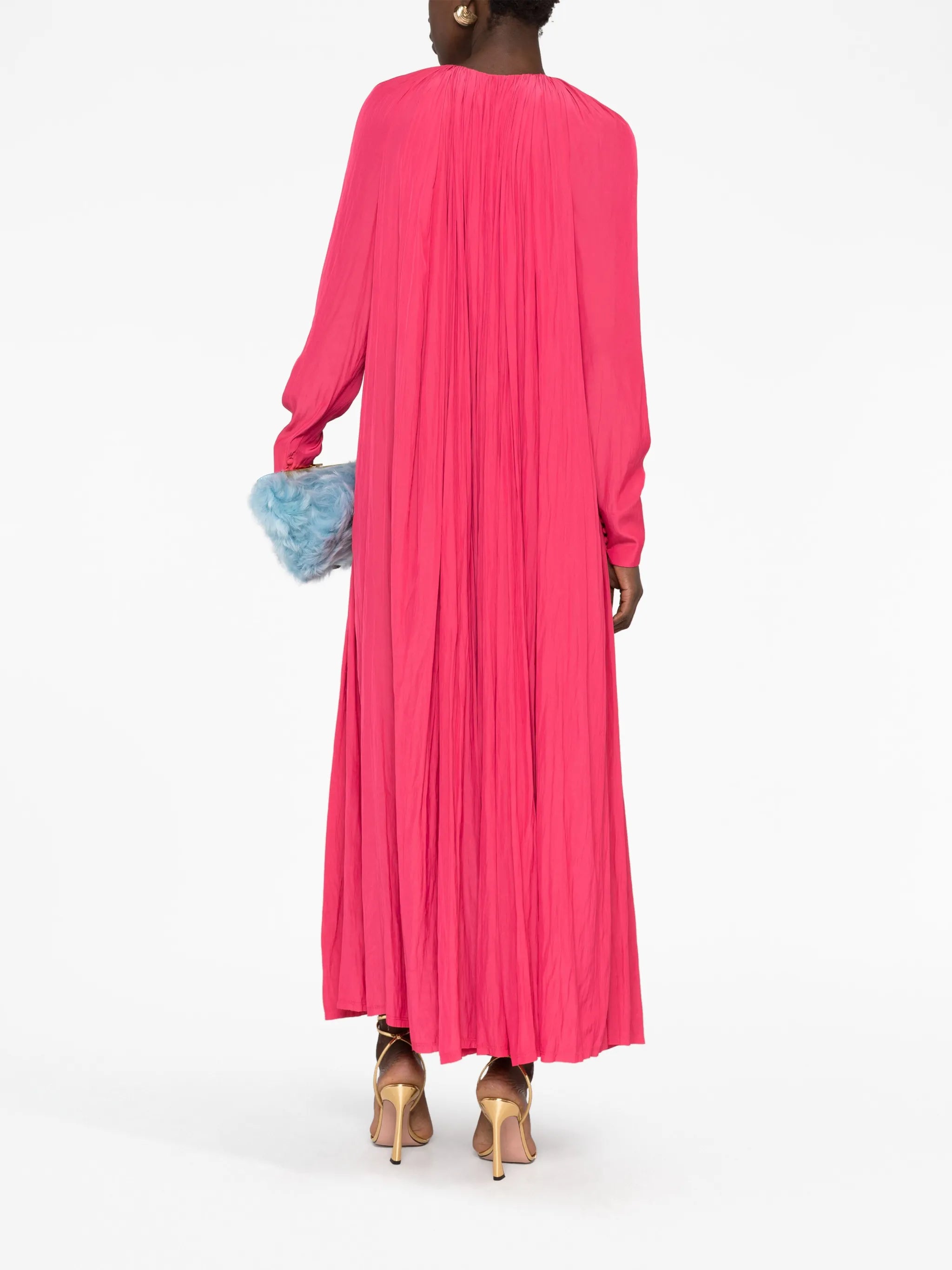 gathered charmeuse maxi dress