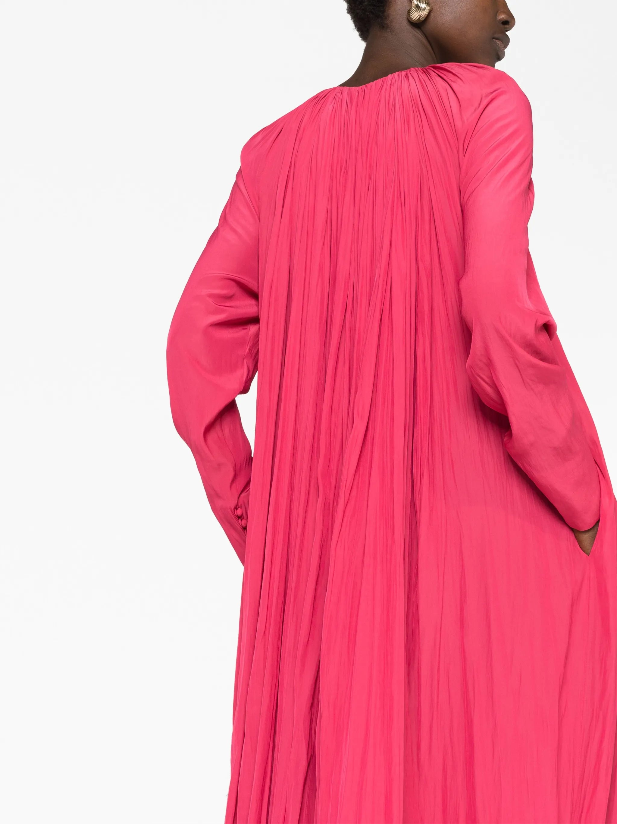 gathered charmeuse maxi dress