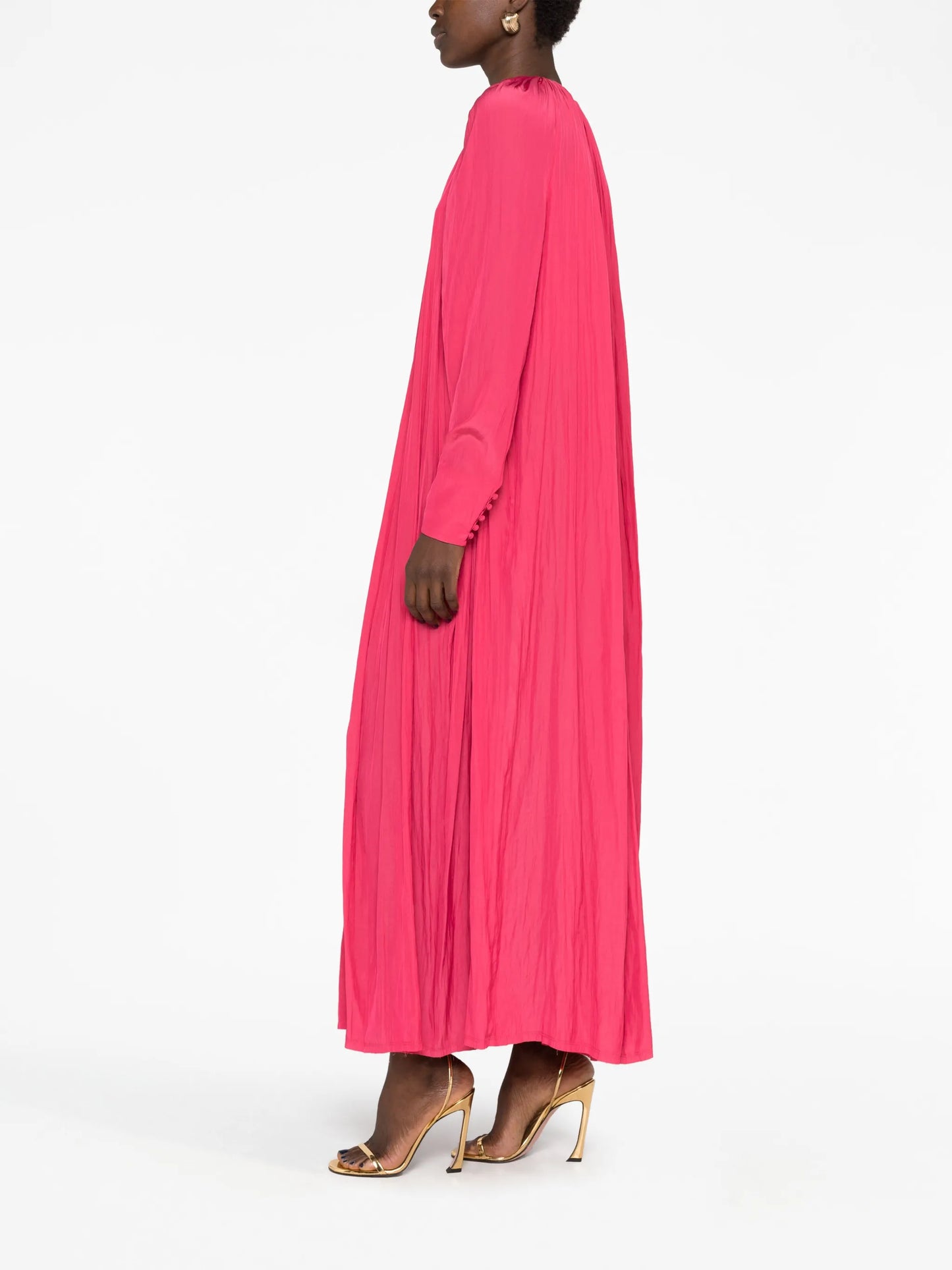 gathered charmeuse maxi dress