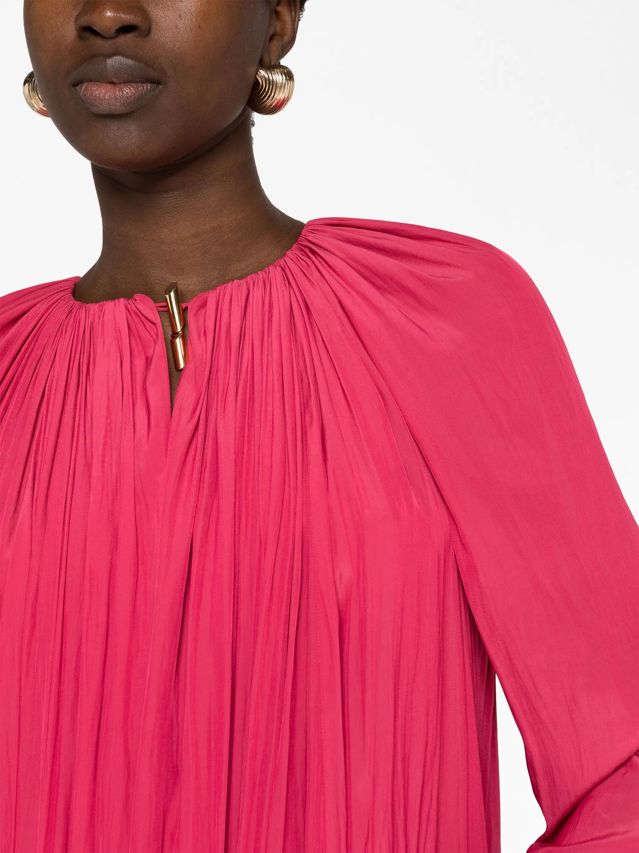 gathered charmeuse maxi dress