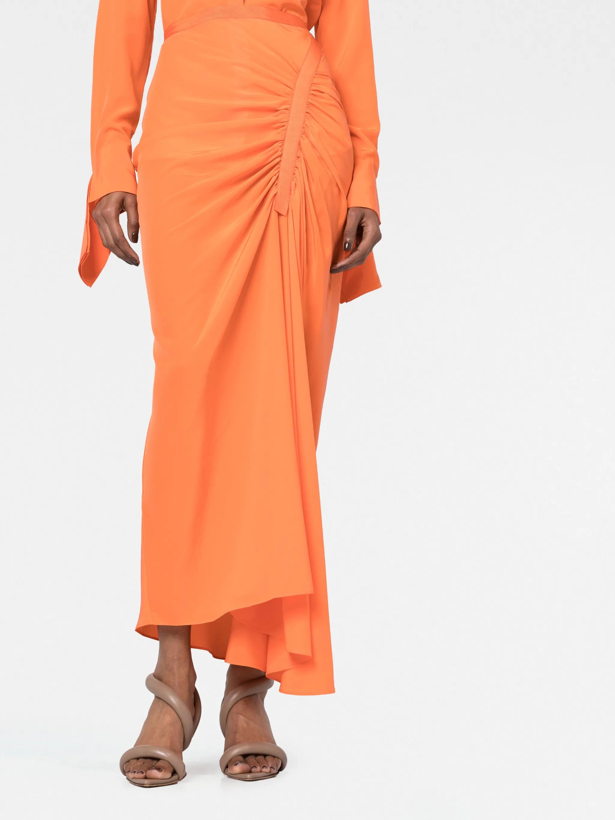 ruched maxi skirt