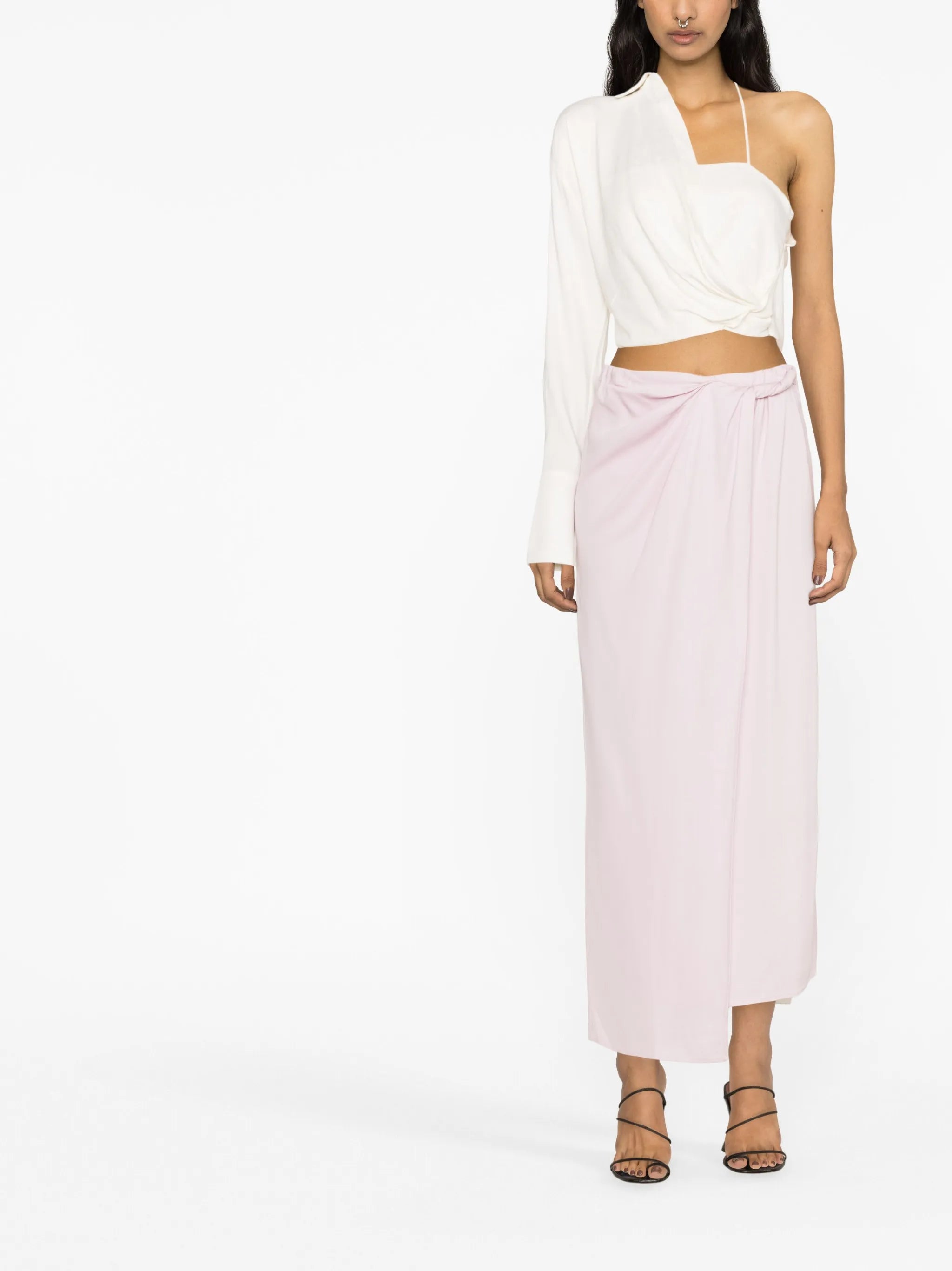twist-detail asymmetric skirt
