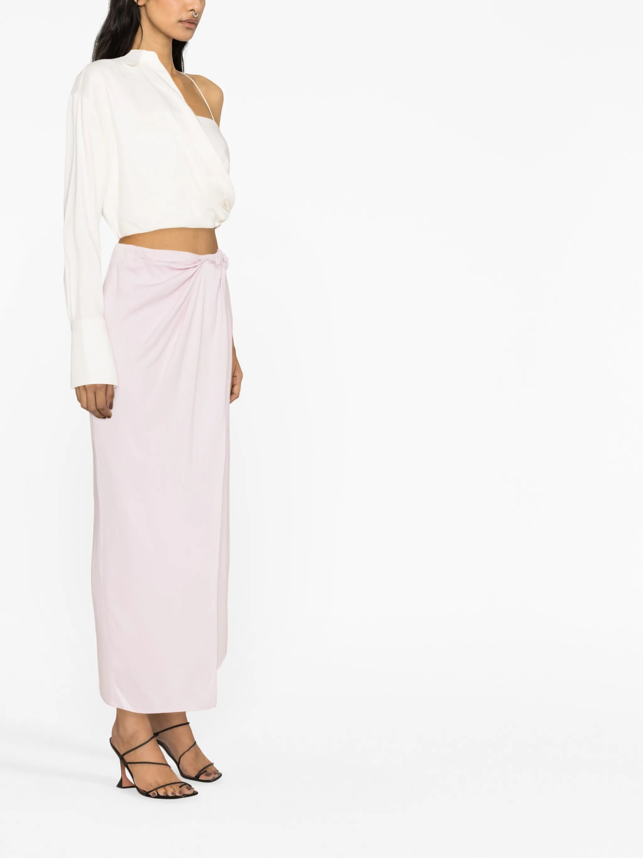 twist-detail asymmetric skirt