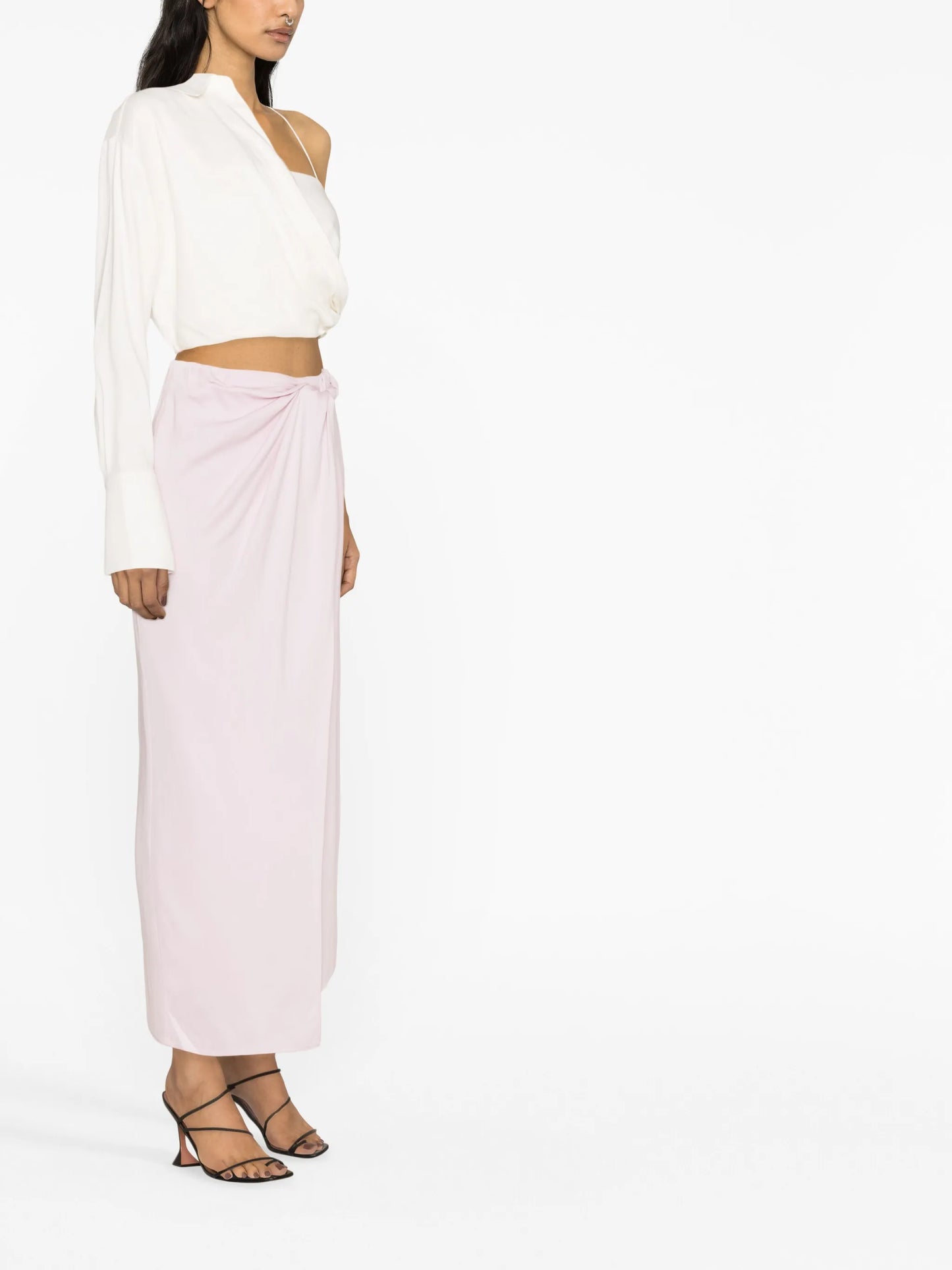 twist-detail asymmetric skirt