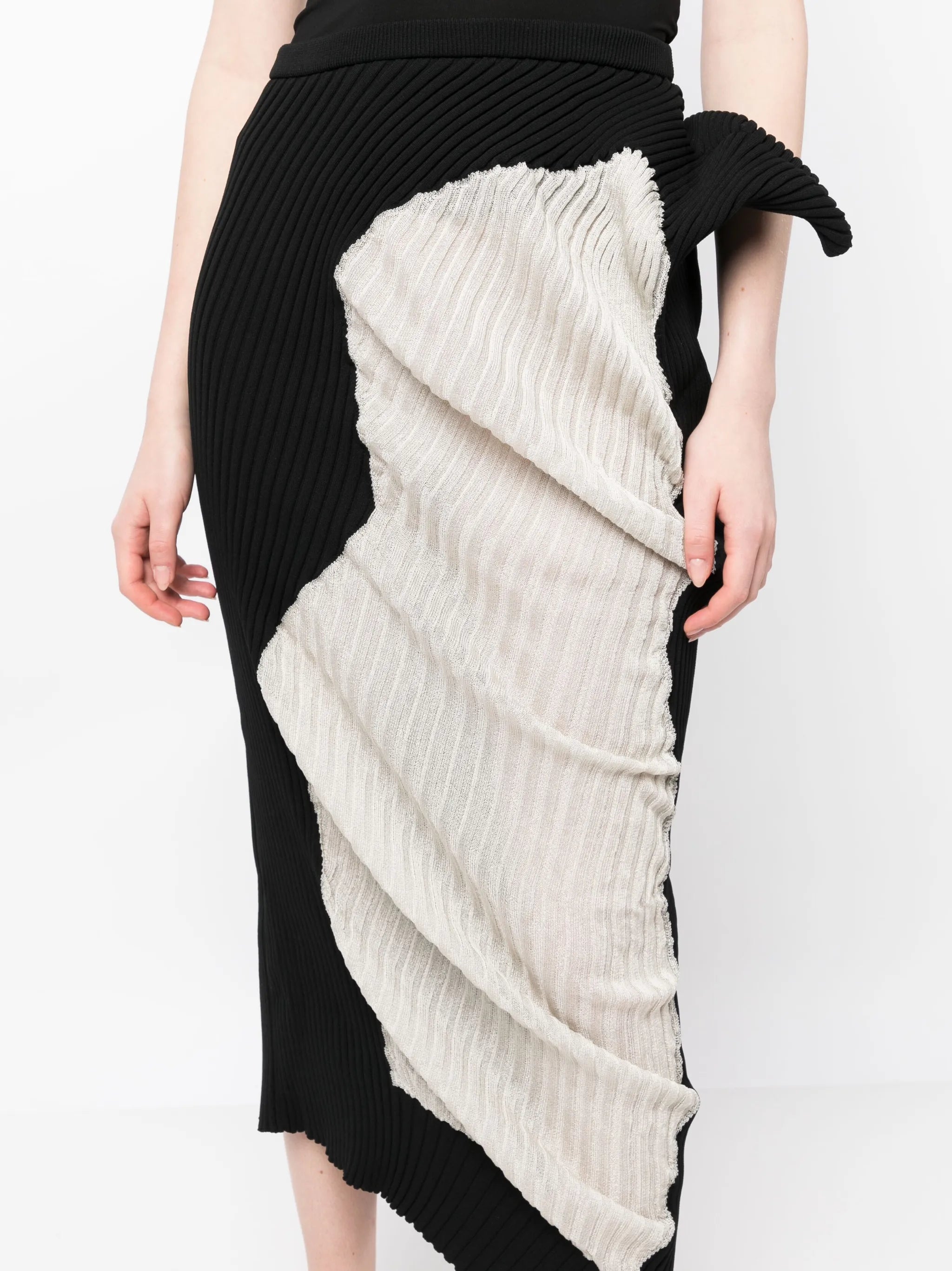 draped knitted midi skirt