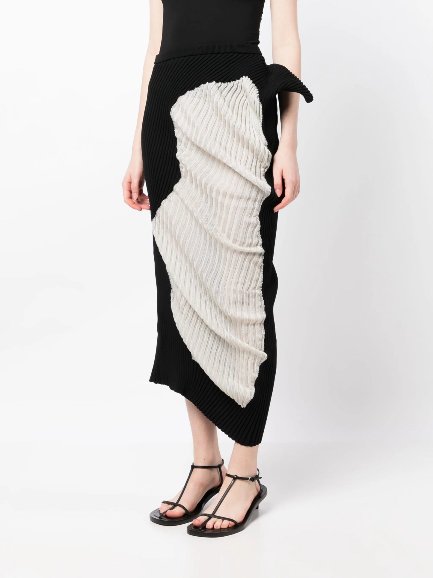 draped knitted midi skirt