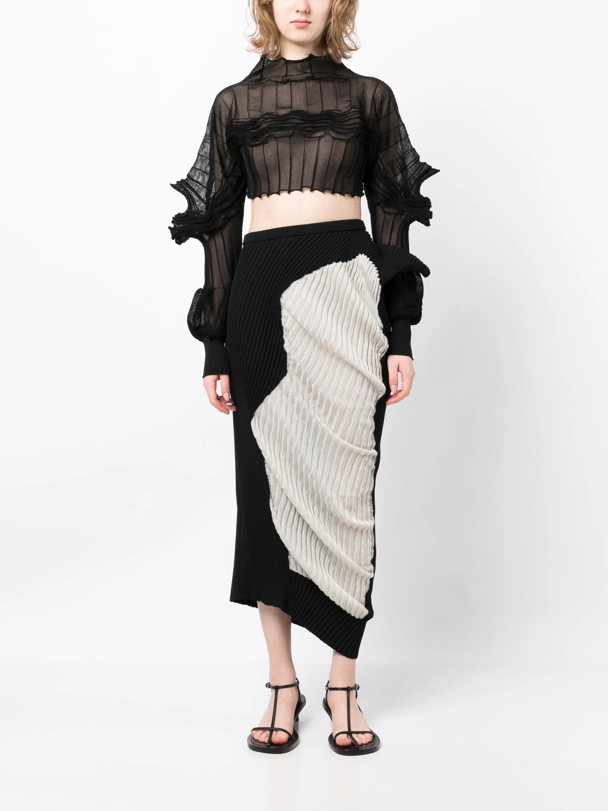 draped knitted midi skirt