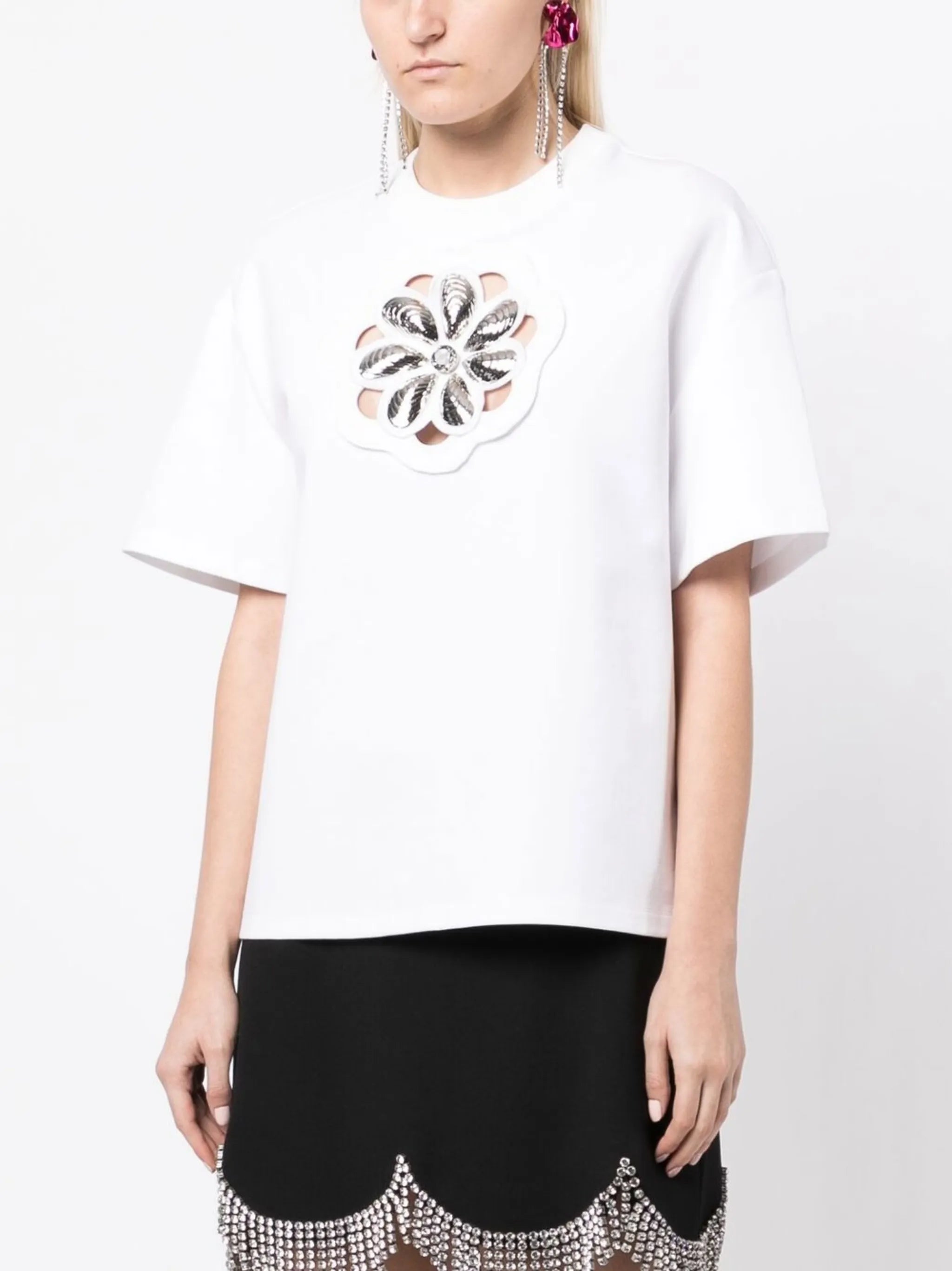 embellished cut-out T-shirt