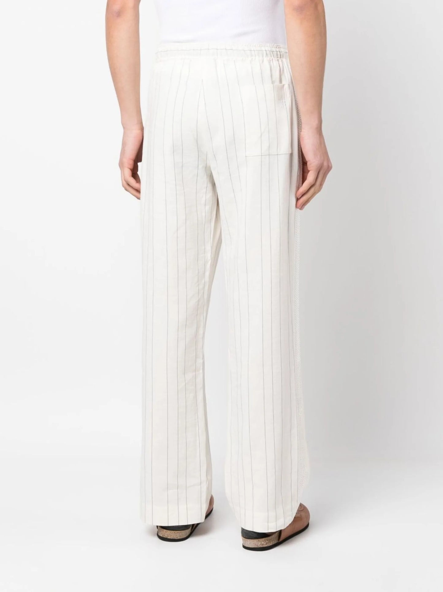 tied-waist pinstripe-pattern trousers