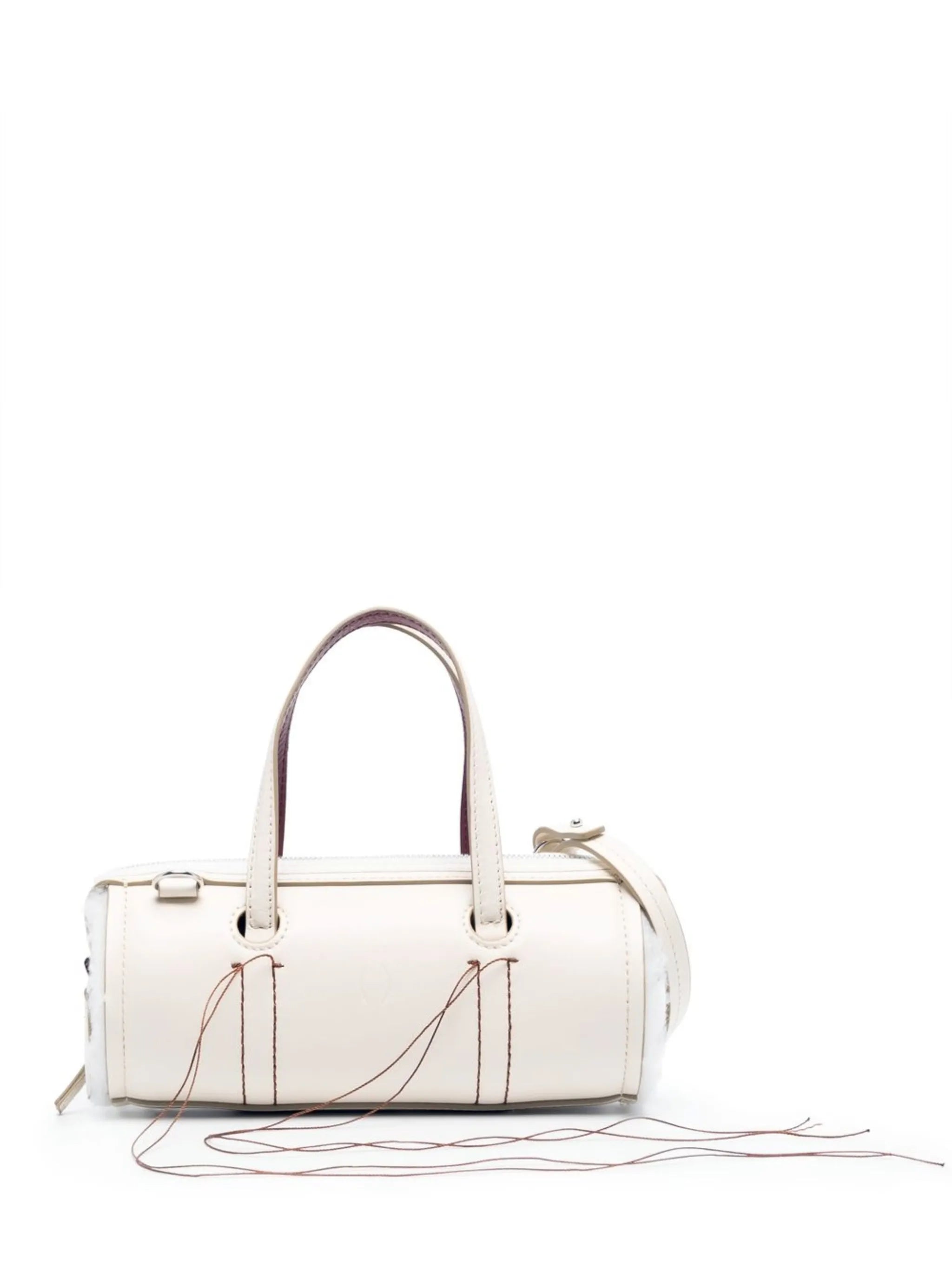 leather cylinder body tote bag