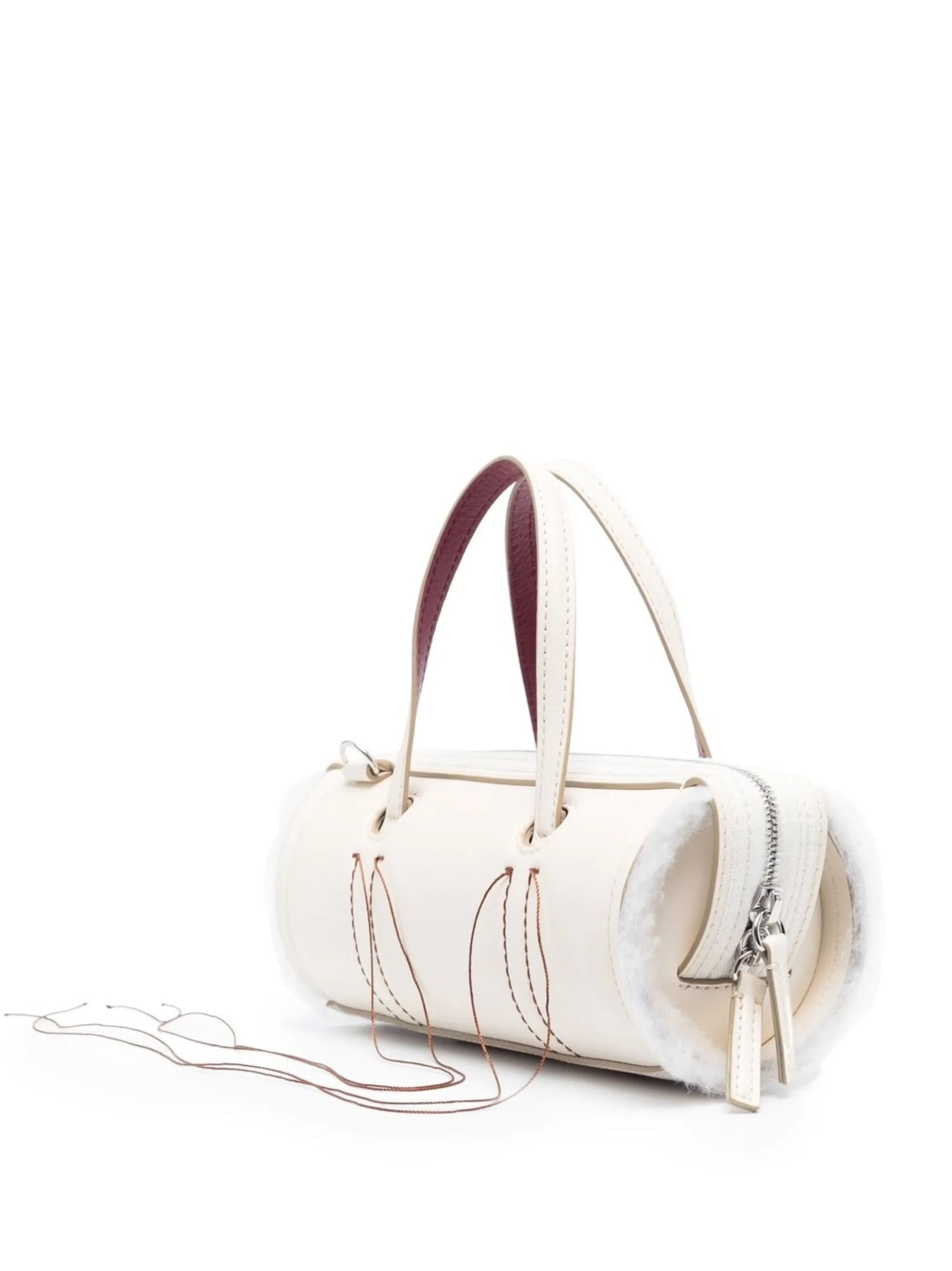 leather cylinder body tote bag