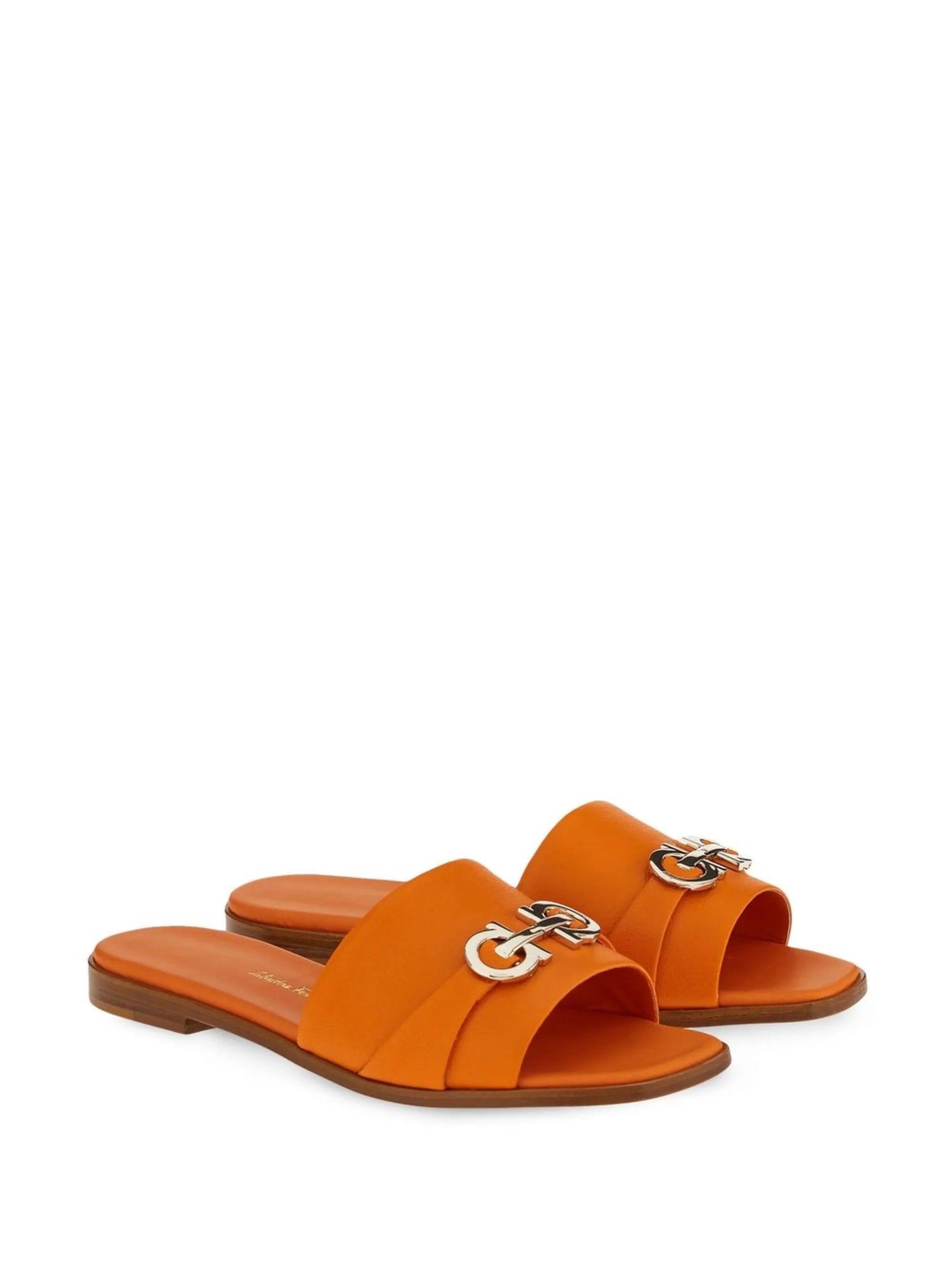 Gancini leather slide sandals