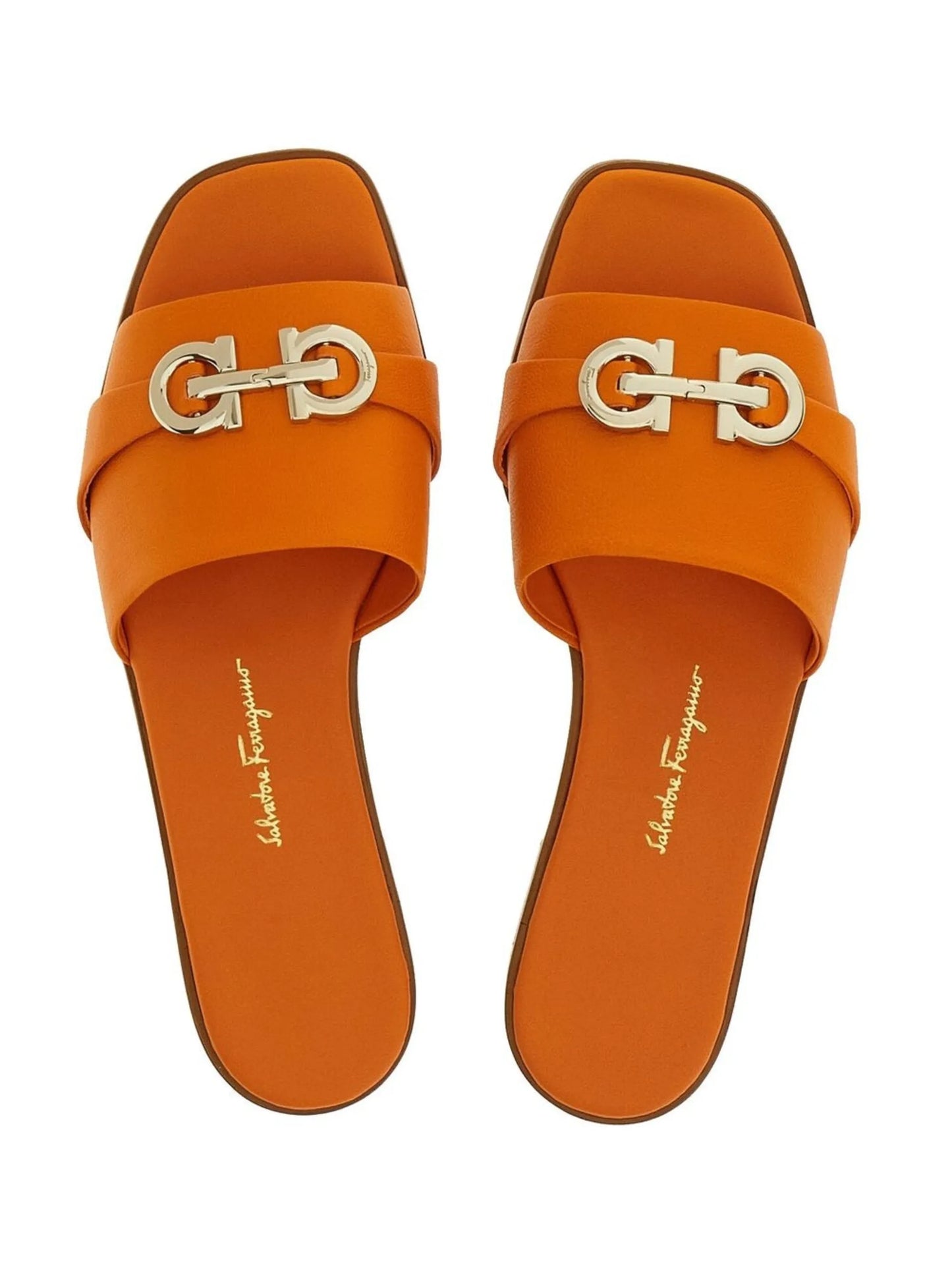Gancini leather slide sandals