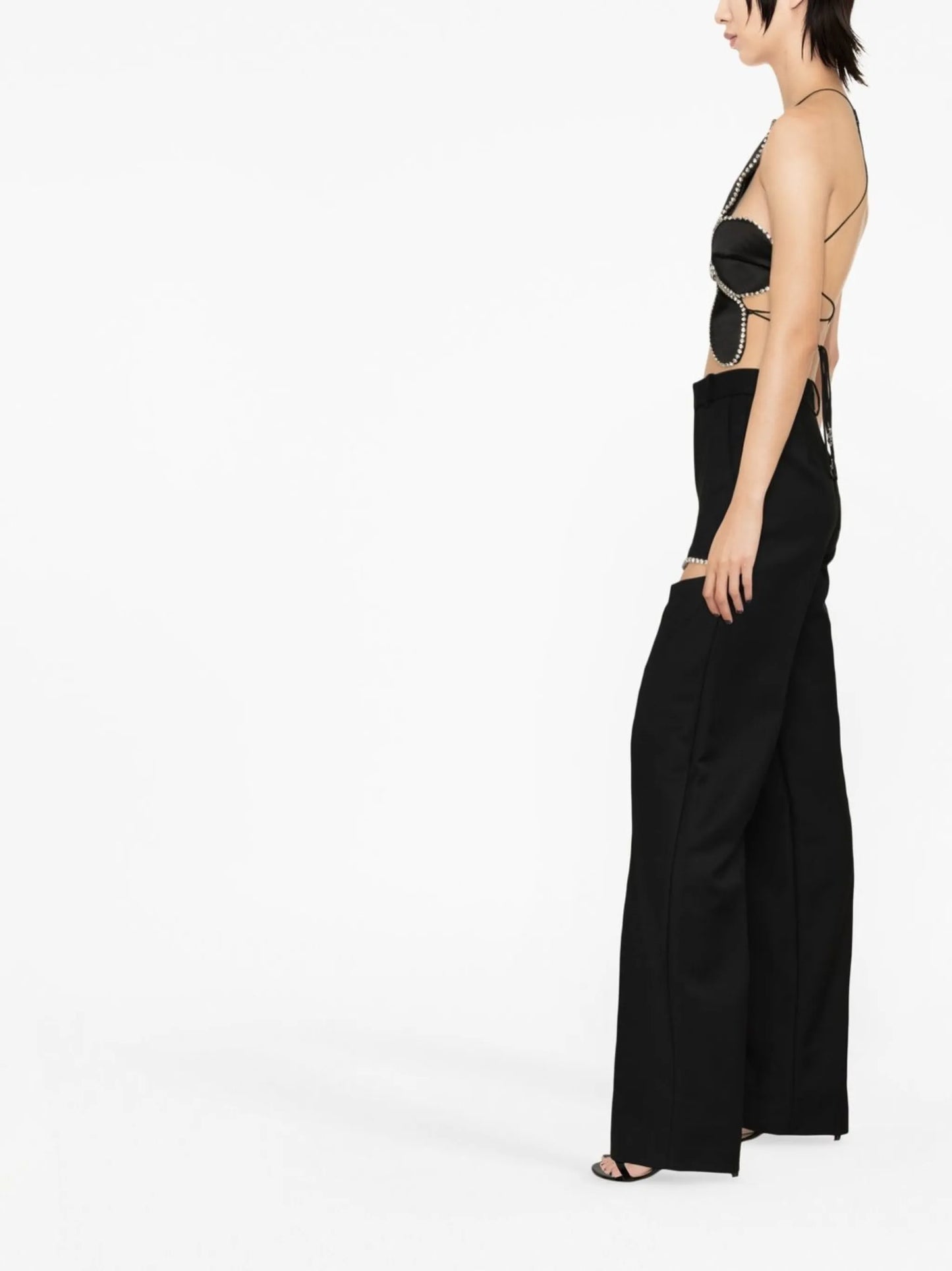 cut-out straight-leg trousers