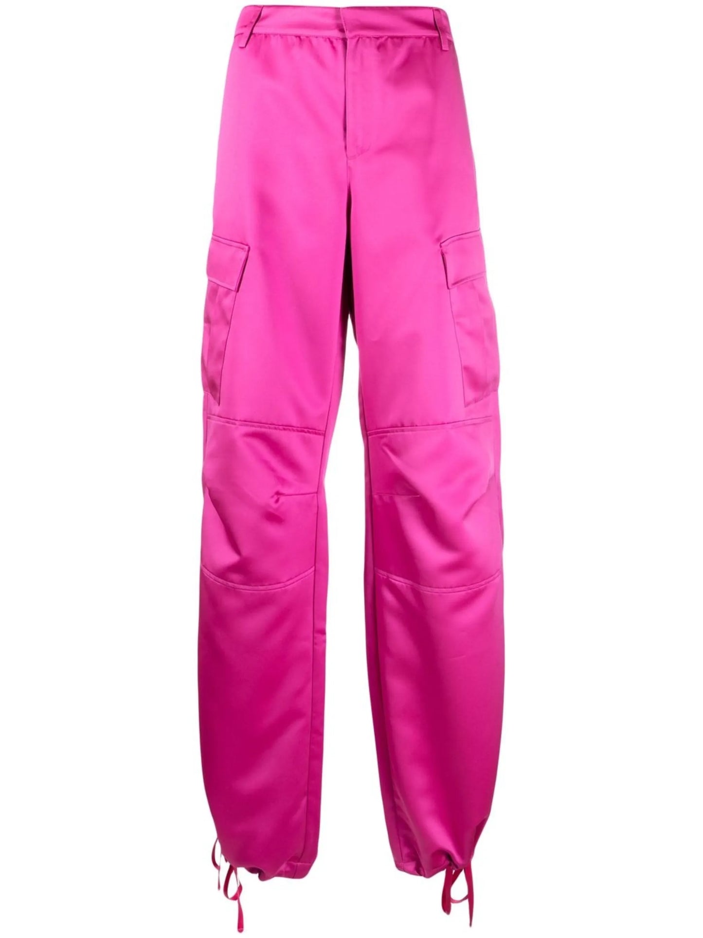 wide-leg satin cargo pants