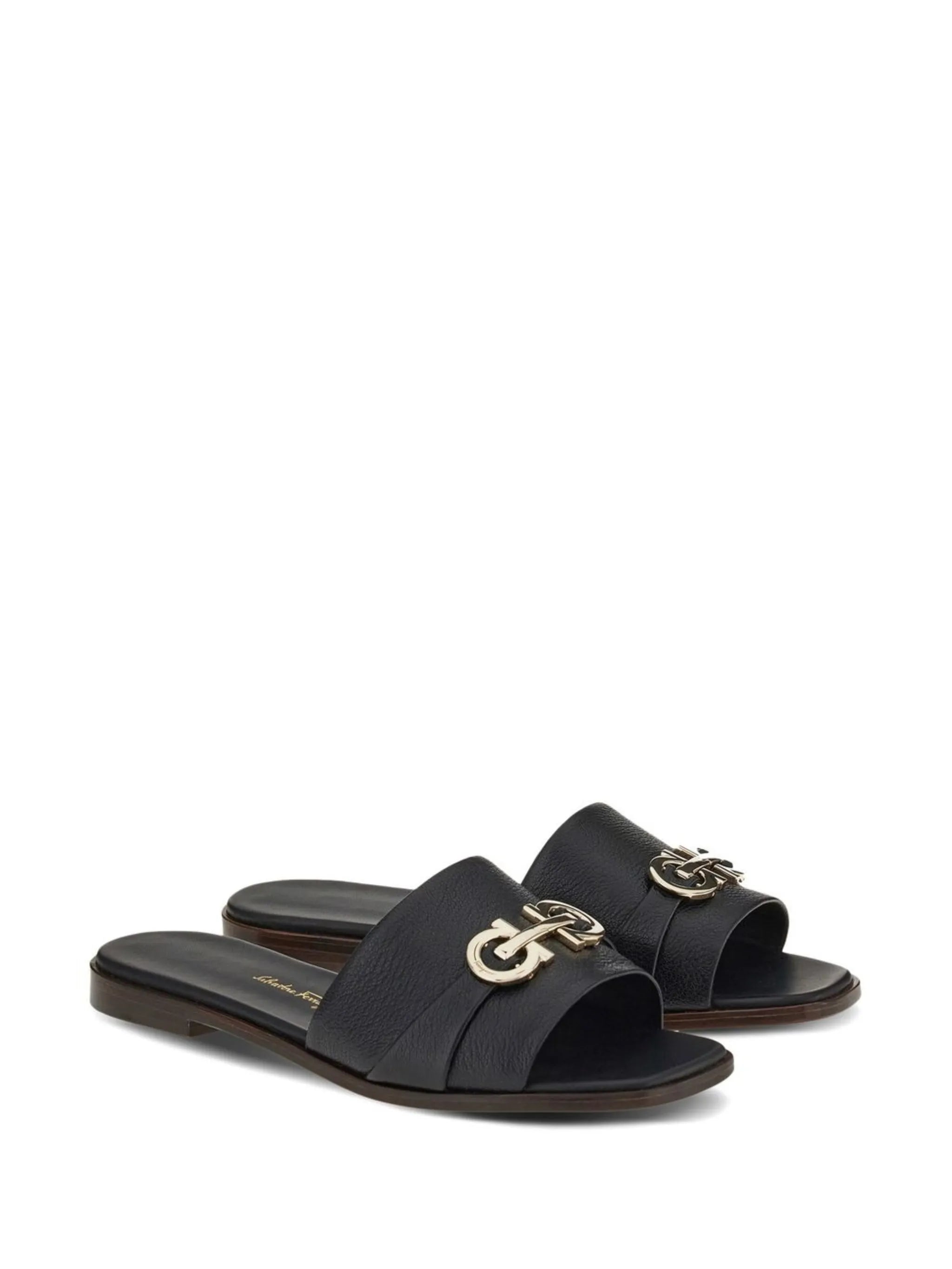 leather logo plaque sandals