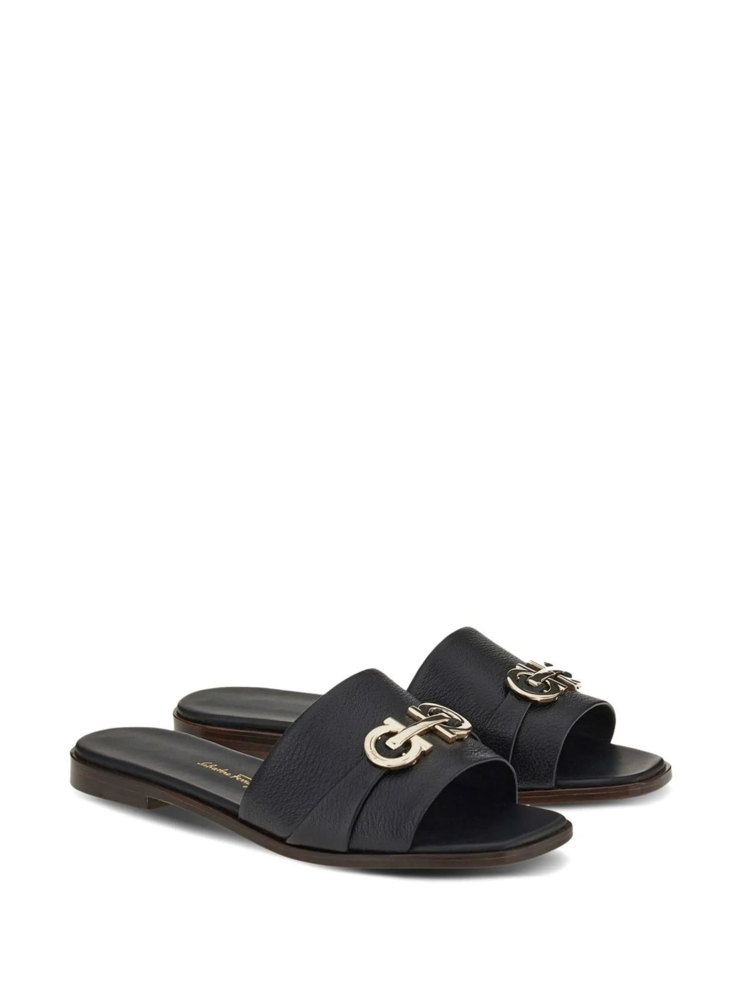 leather logo plaque sandals