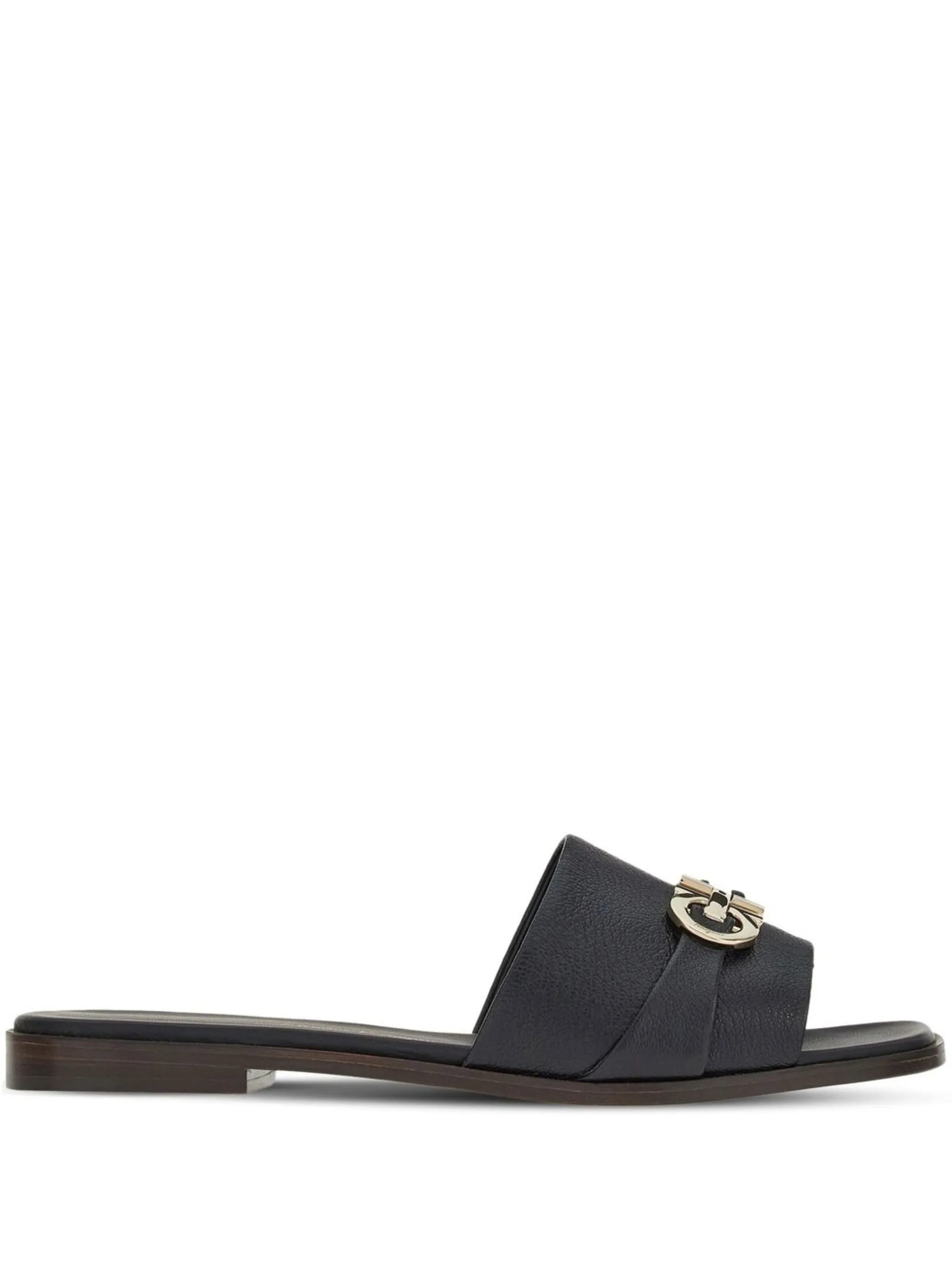 leather logo plaque sandals