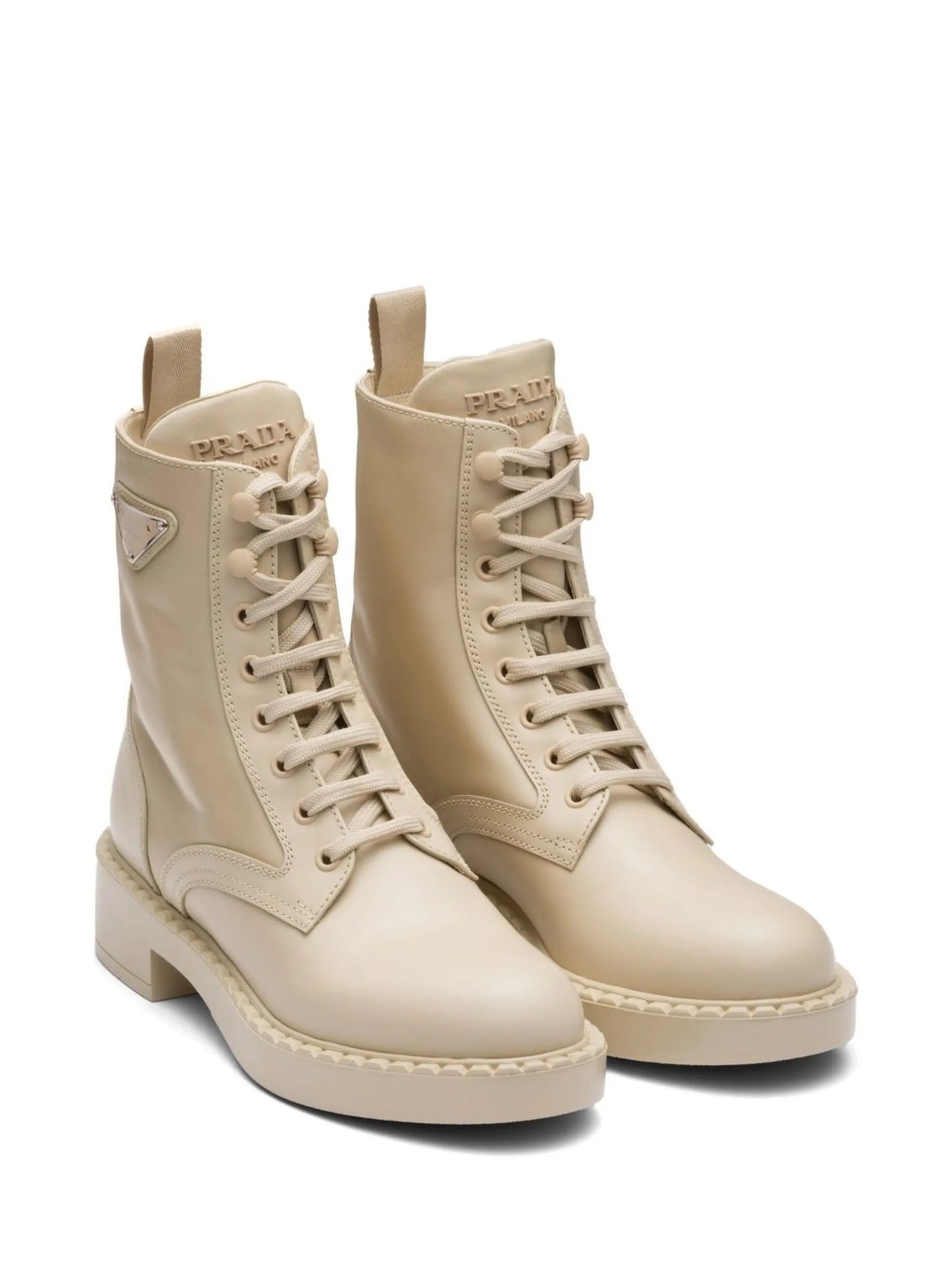 brushed leather lace-up boots