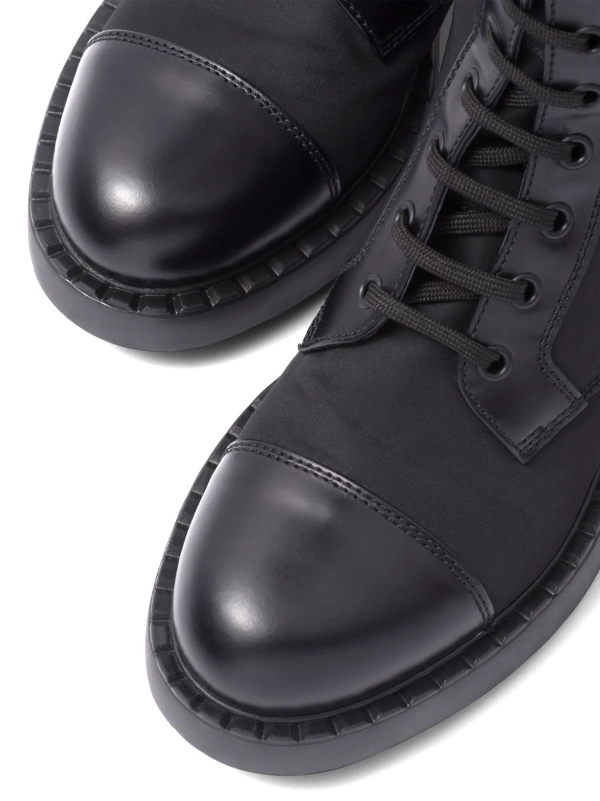 brushed leather lace-up boots