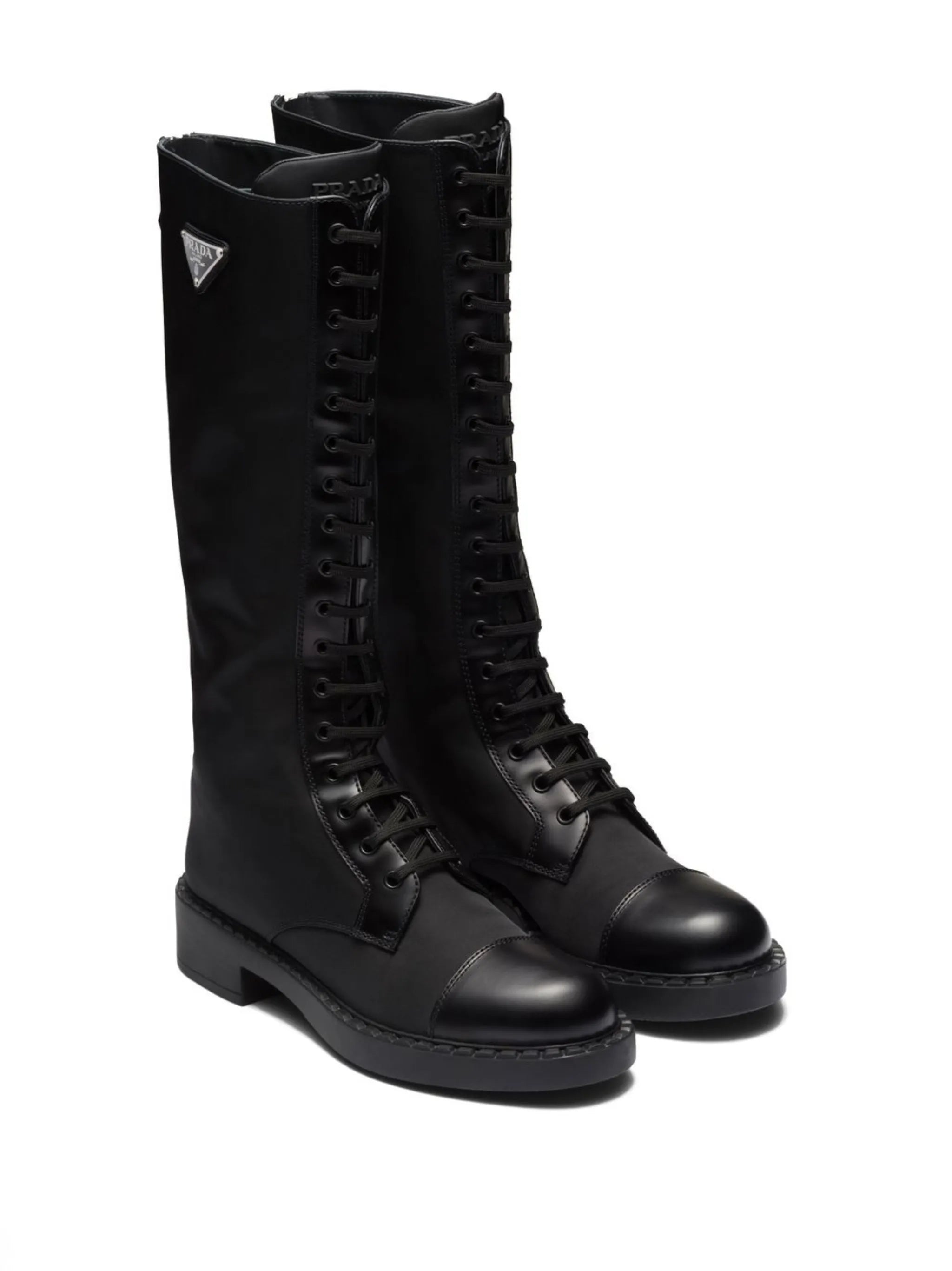 brushed leather lace-up boots