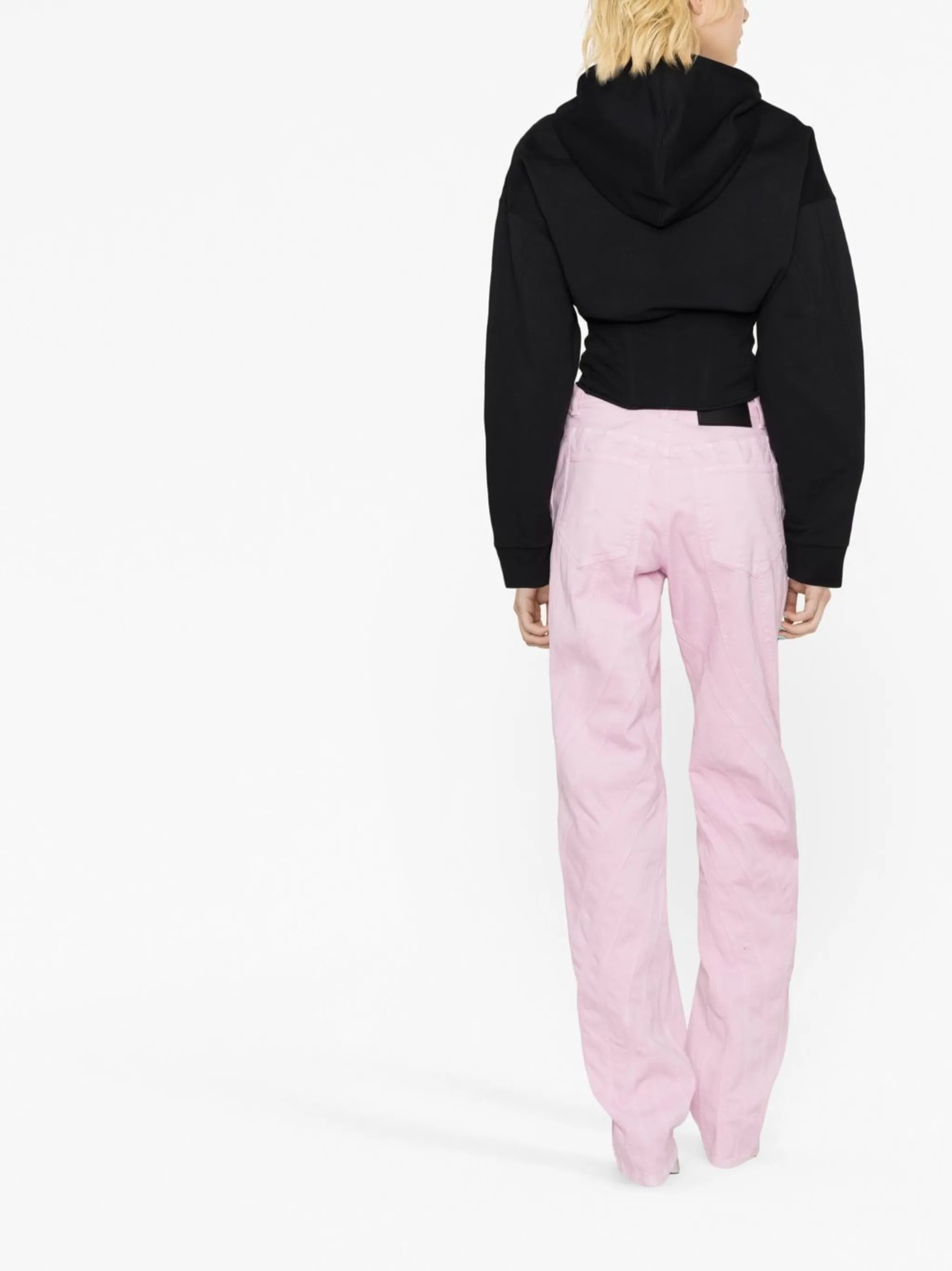 boned-bodice zip-up hoodie