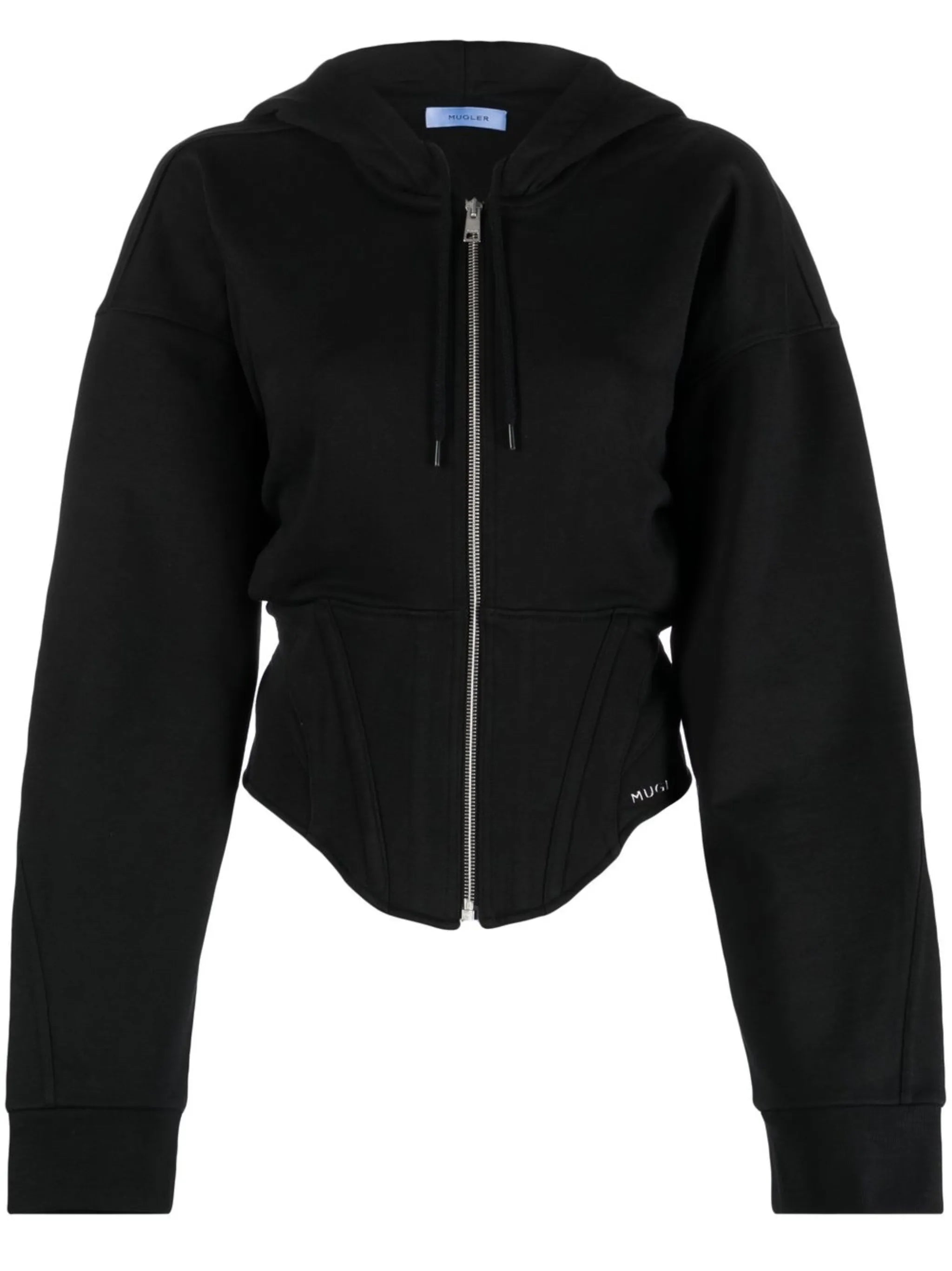 boned-bodice zip-up hoodie