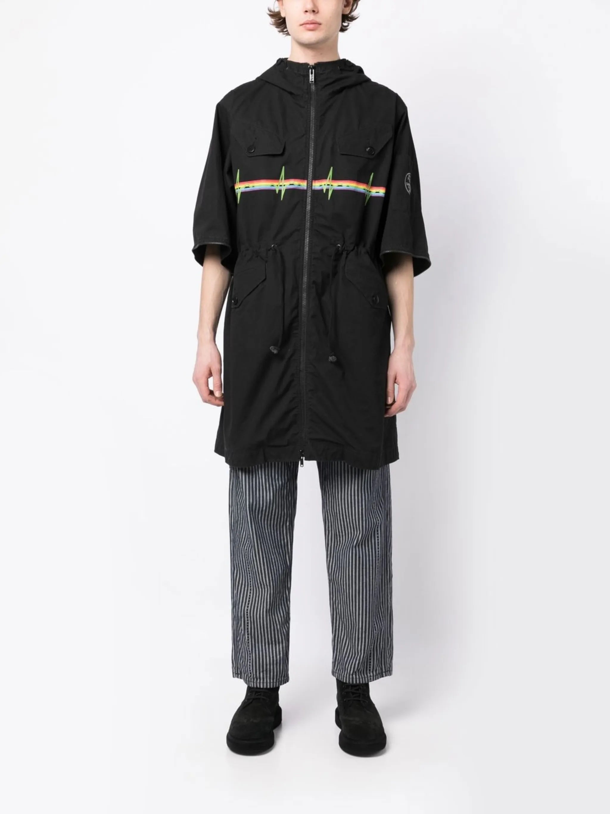 graphic-print hooded parka