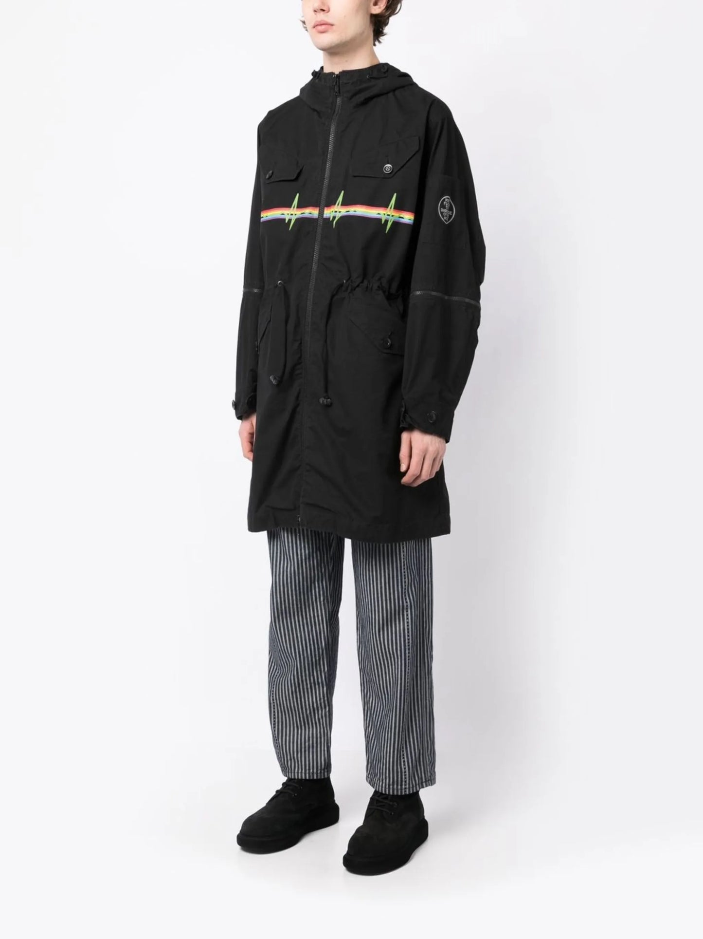 graphic-print hooded parka