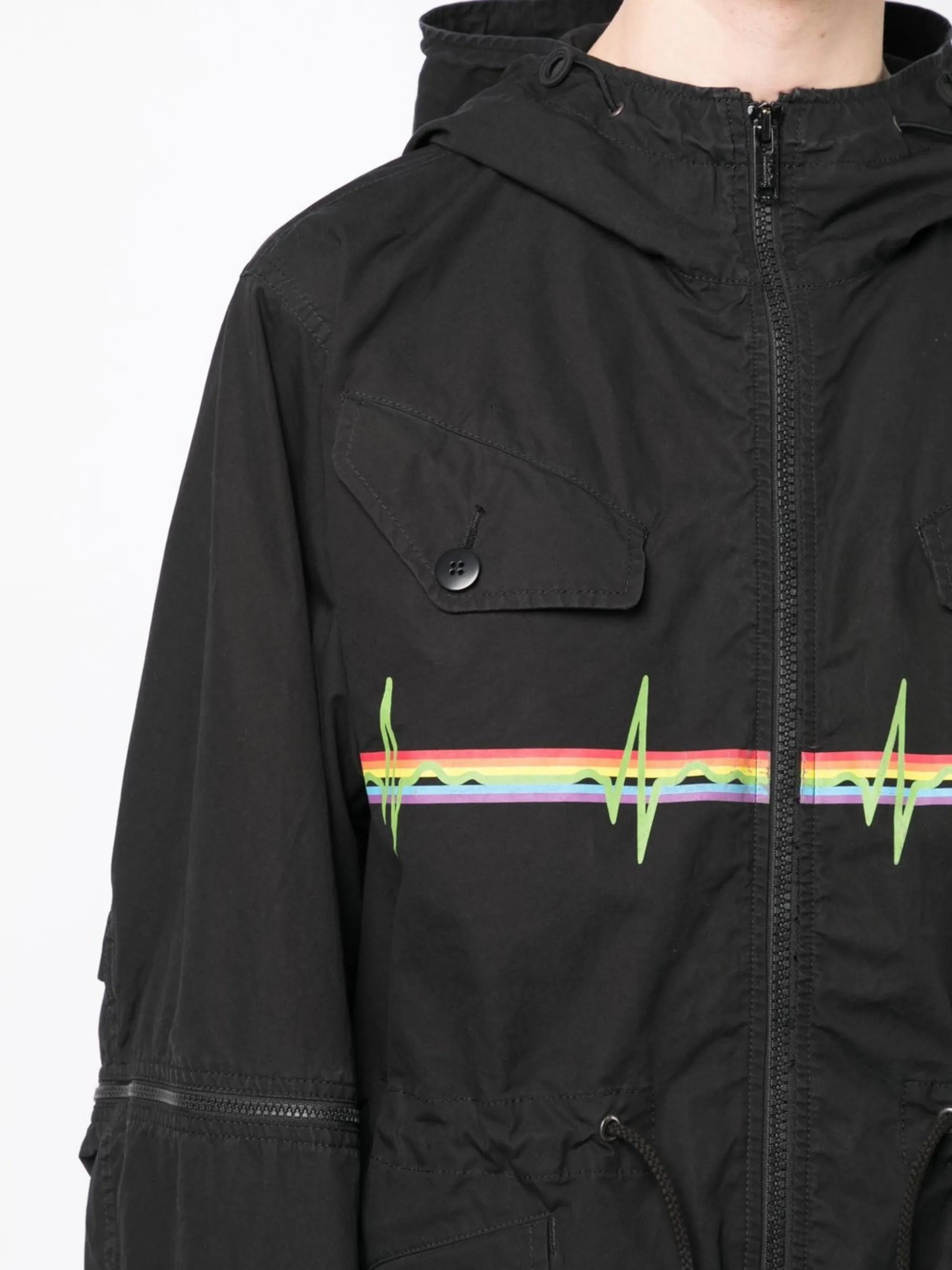 graphic-print hooded parka