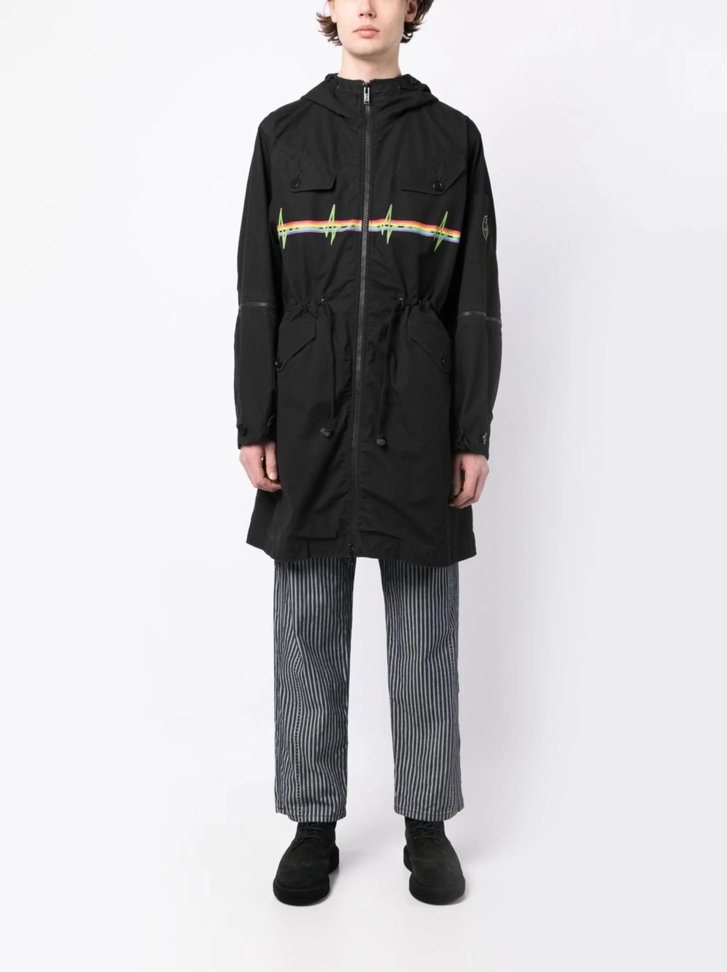 graphic-print hooded parka