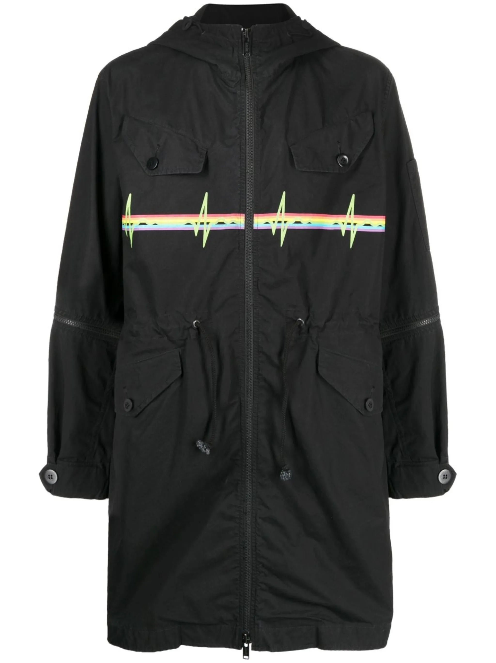 graphic-print hooded parka
