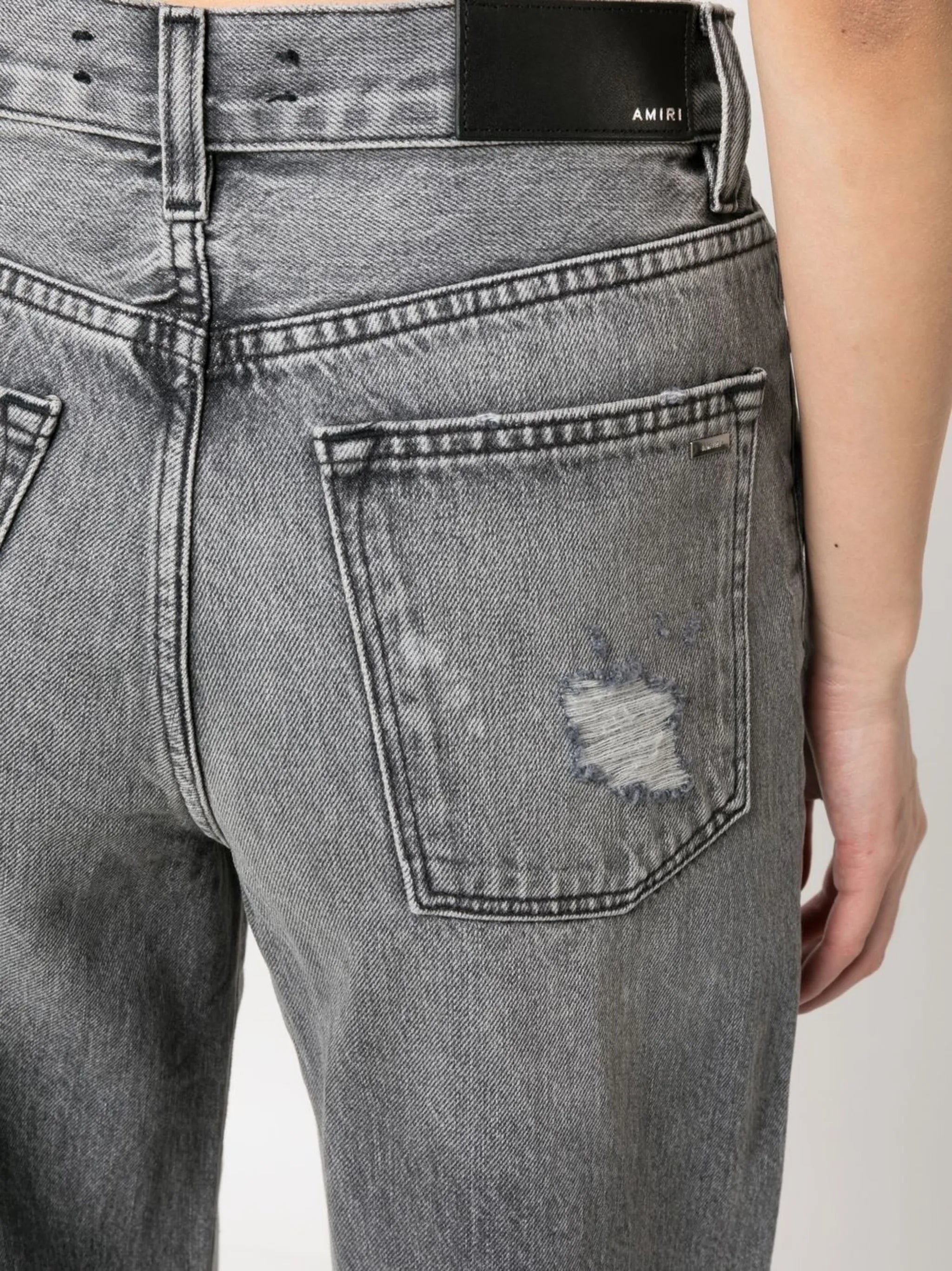 distressed straight-leg jeans