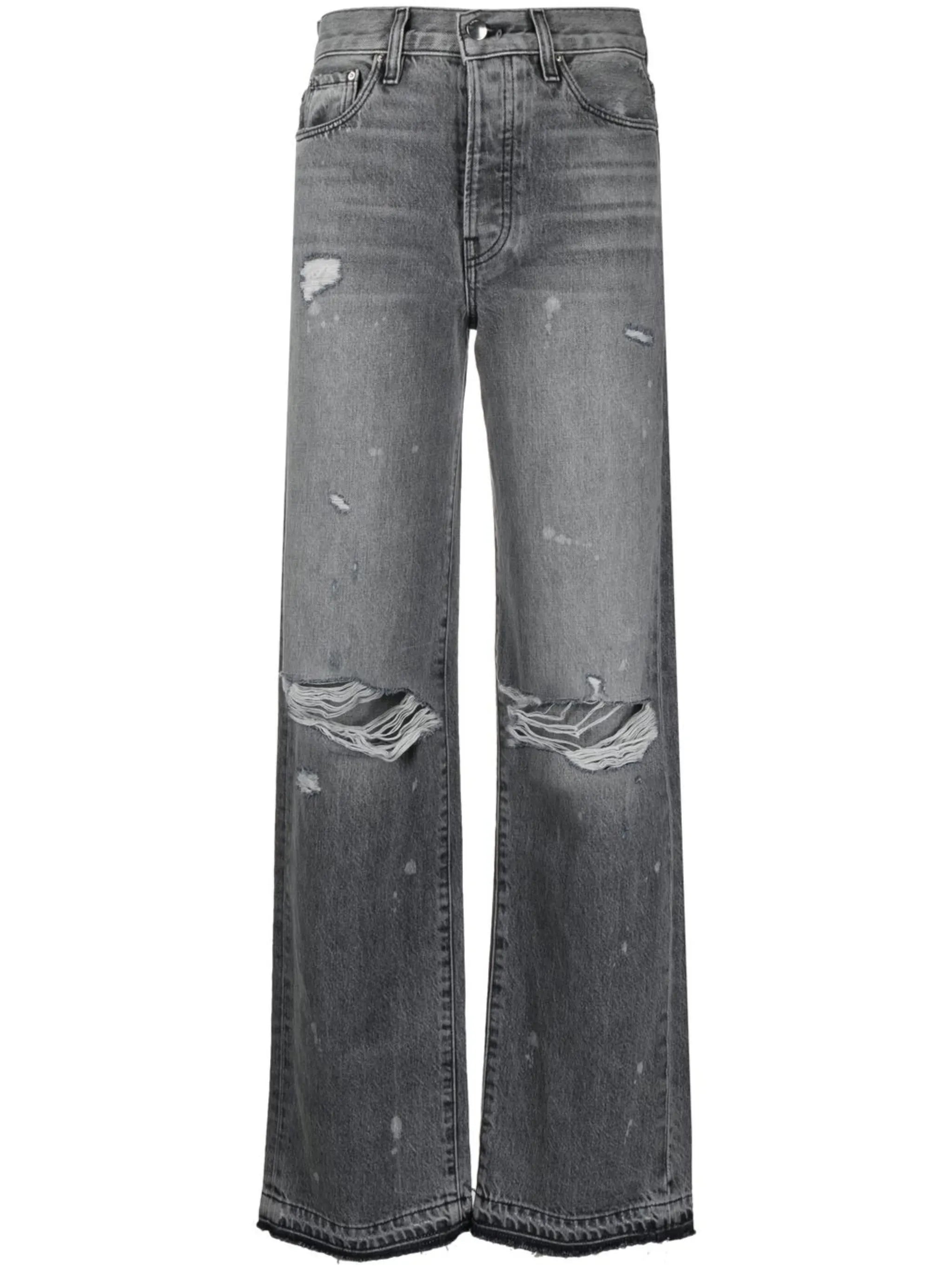distressed straight-leg jeans