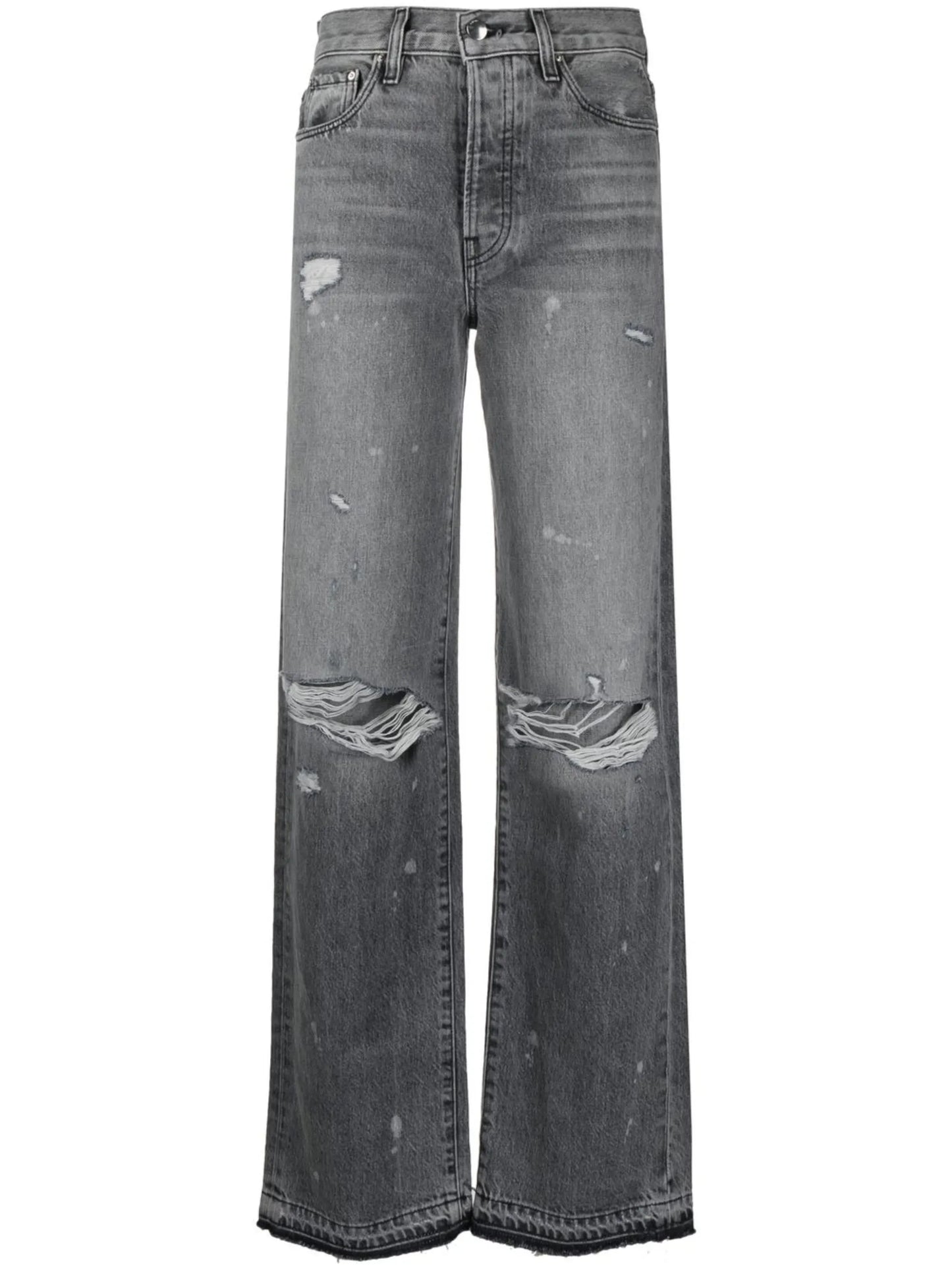 distressed straight-leg jeans