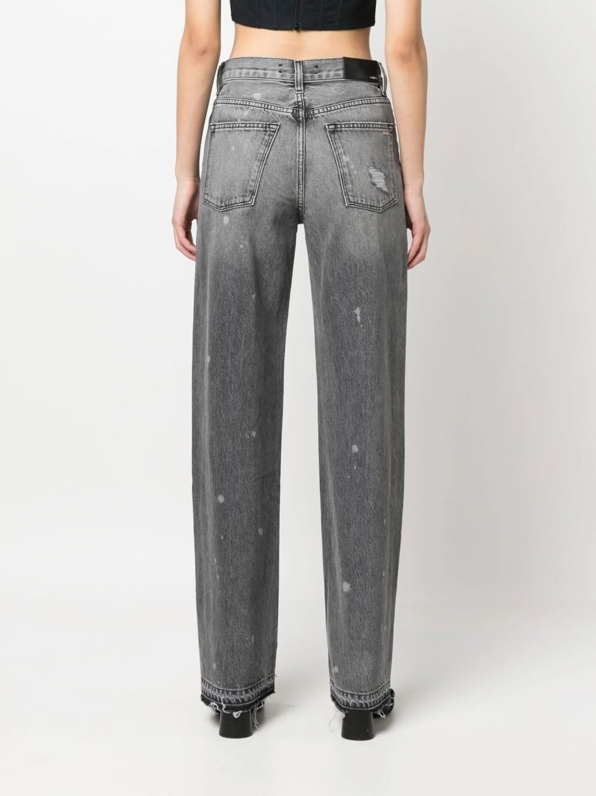 distressed straight-leg jeans
