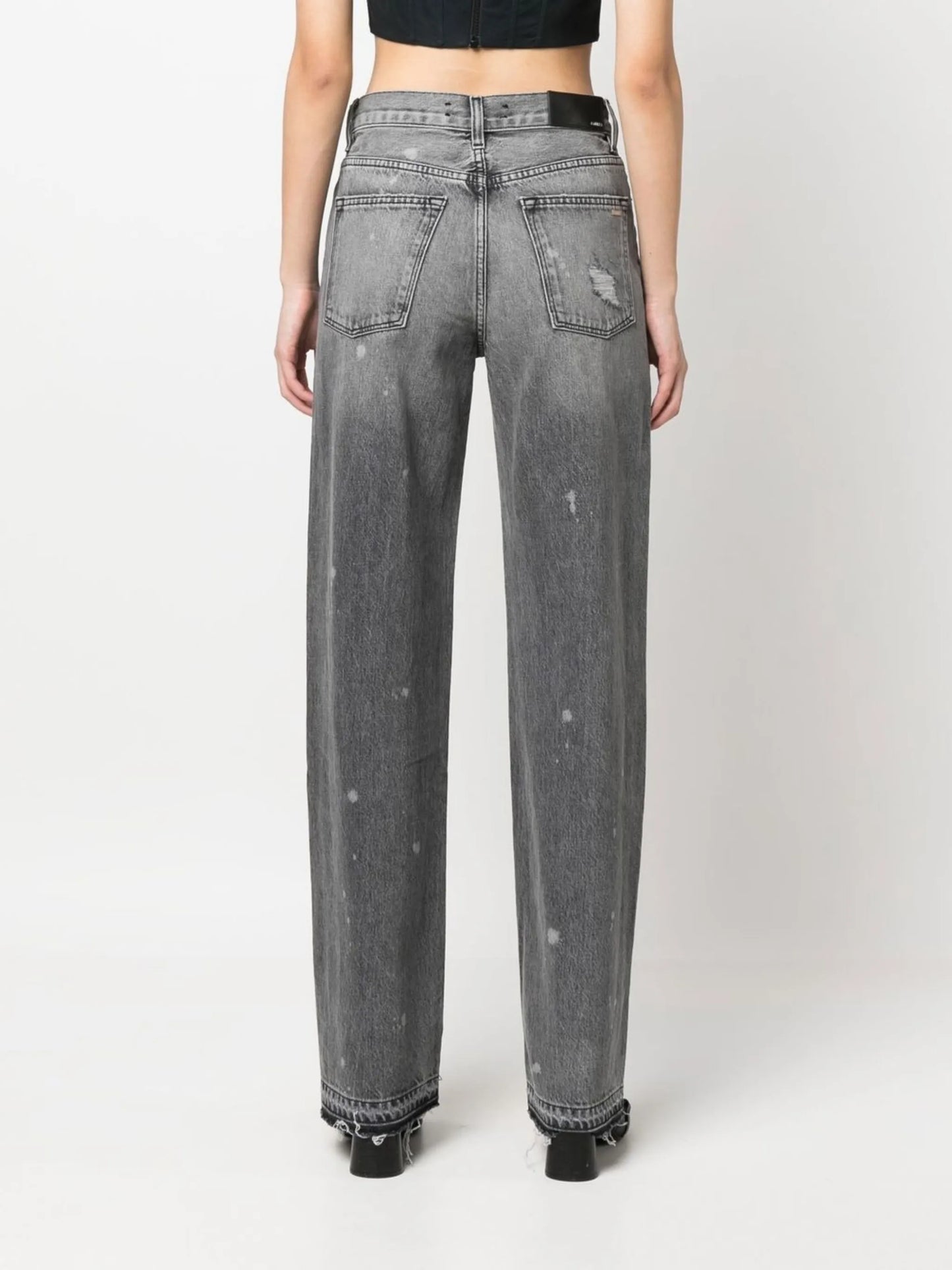 distressed straight-leg jeans