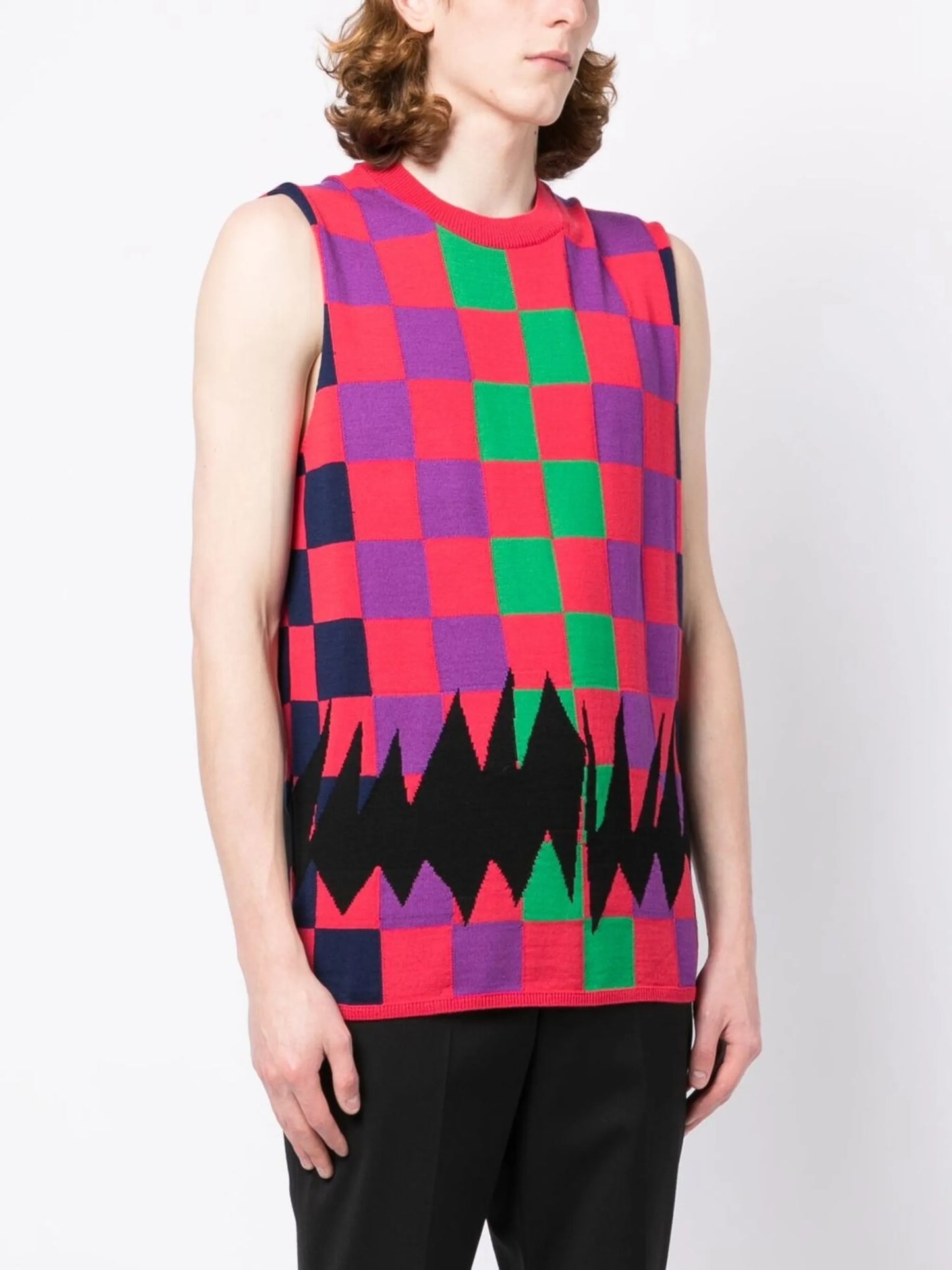 patterned intarsia-knit tank top