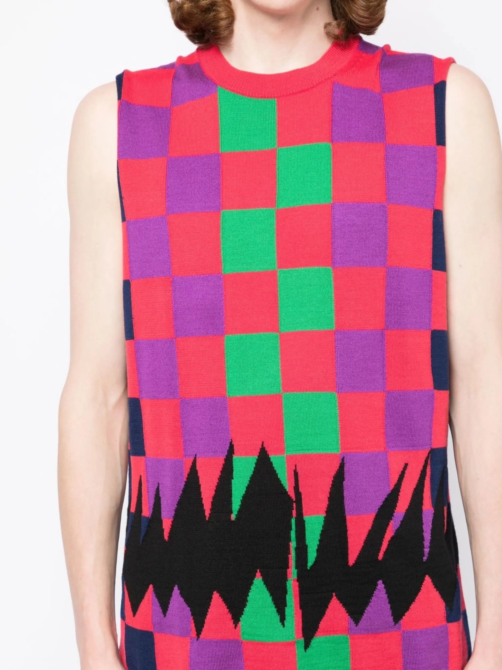 patterned intarsia-knit tank top