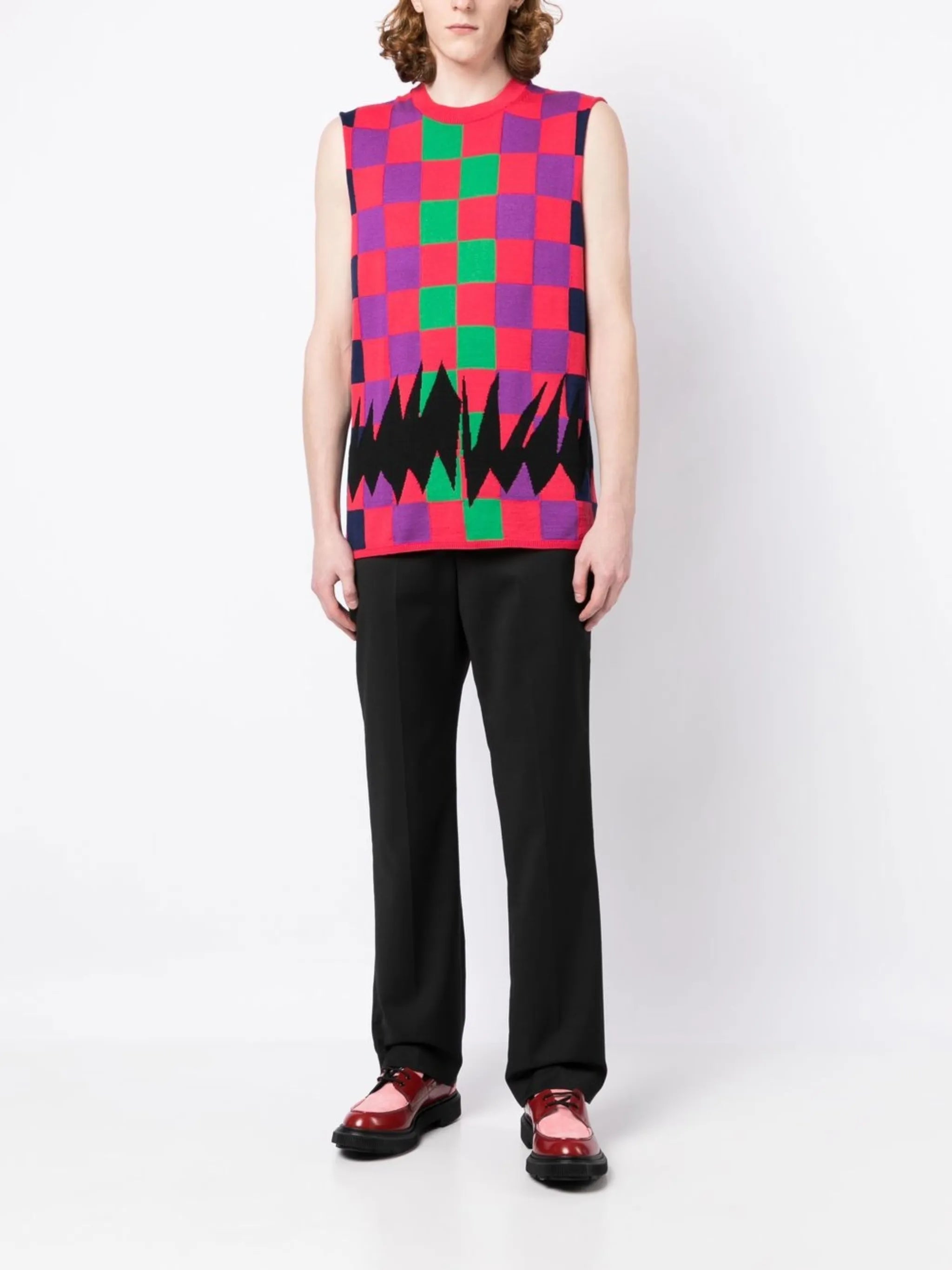 patterned intarsia-knit tank top