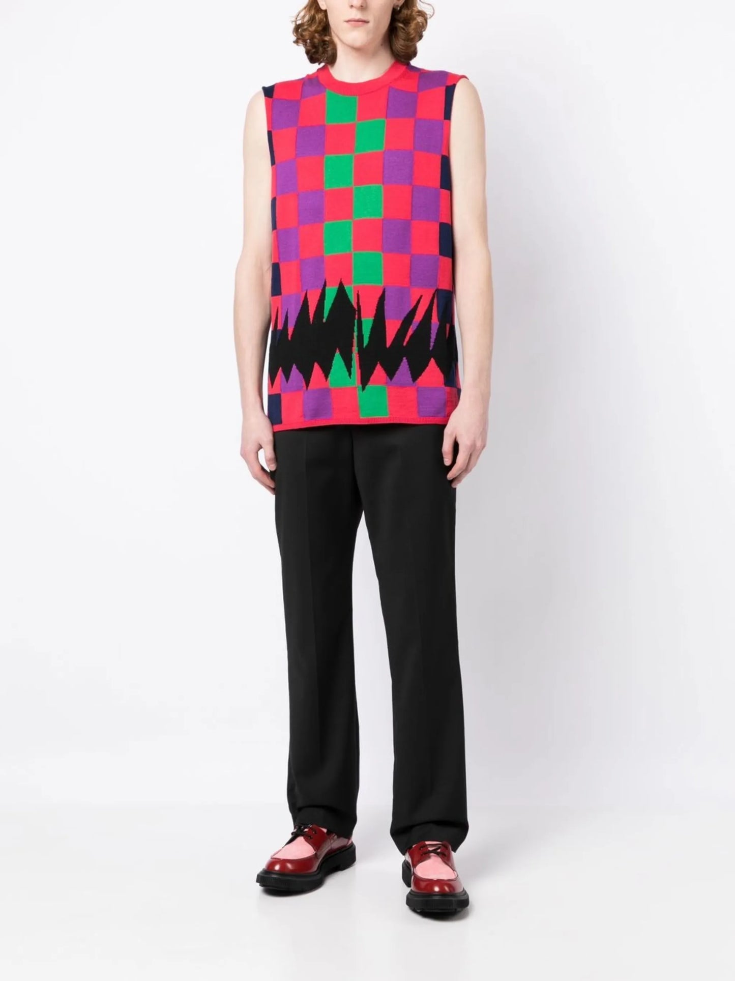 patterned intarsia-knit tank top