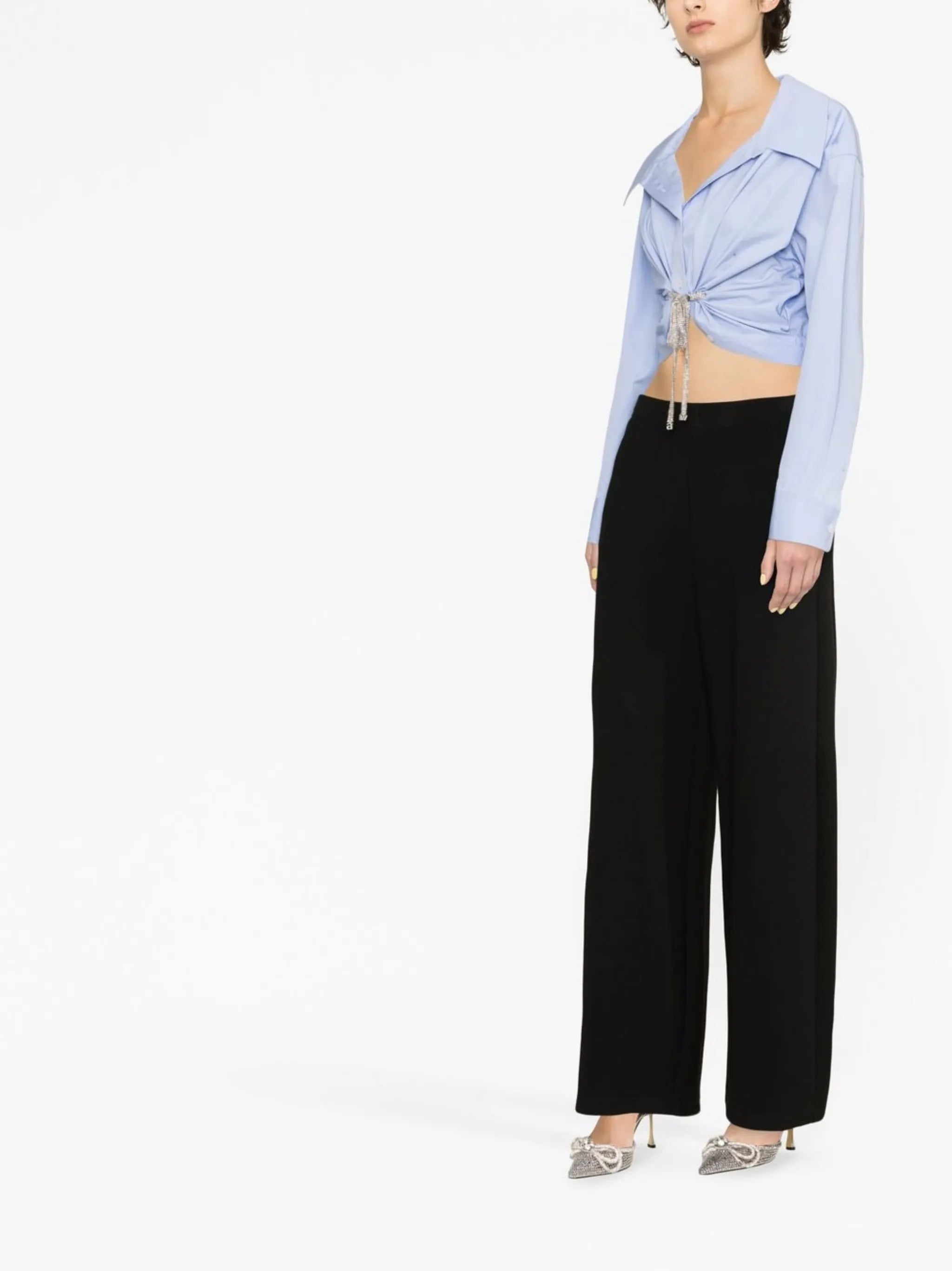 drawstring gathered cropped shirt