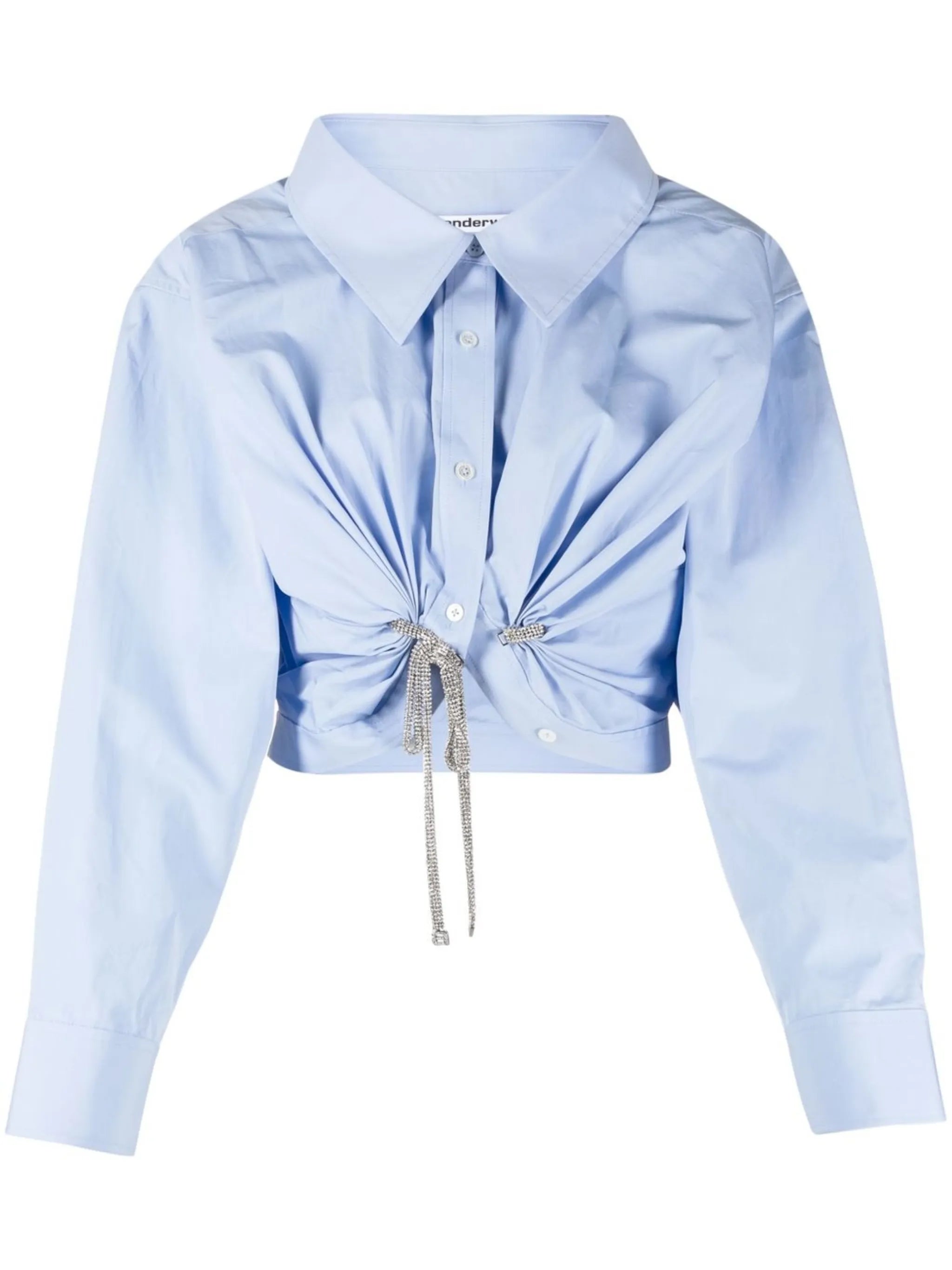 drawstring gathered cropped shirt