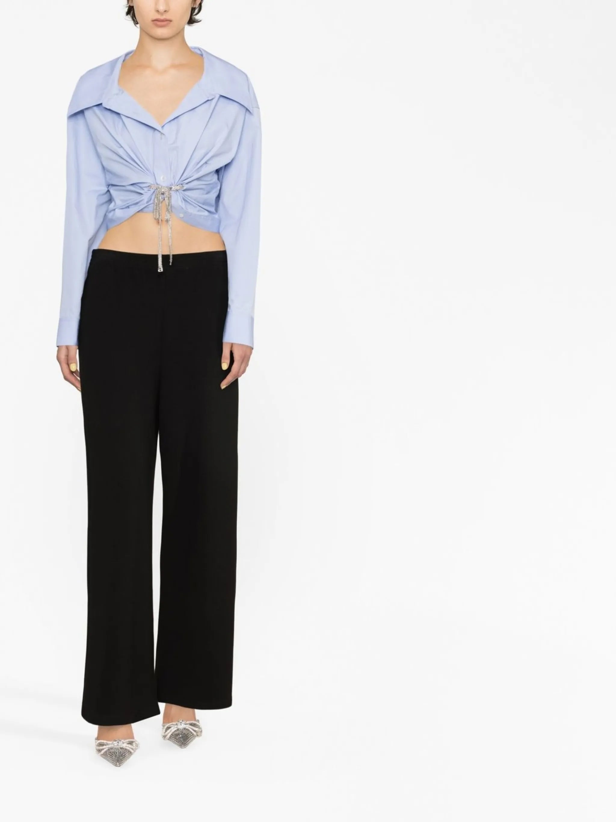 drawstring gathered cropped shirt